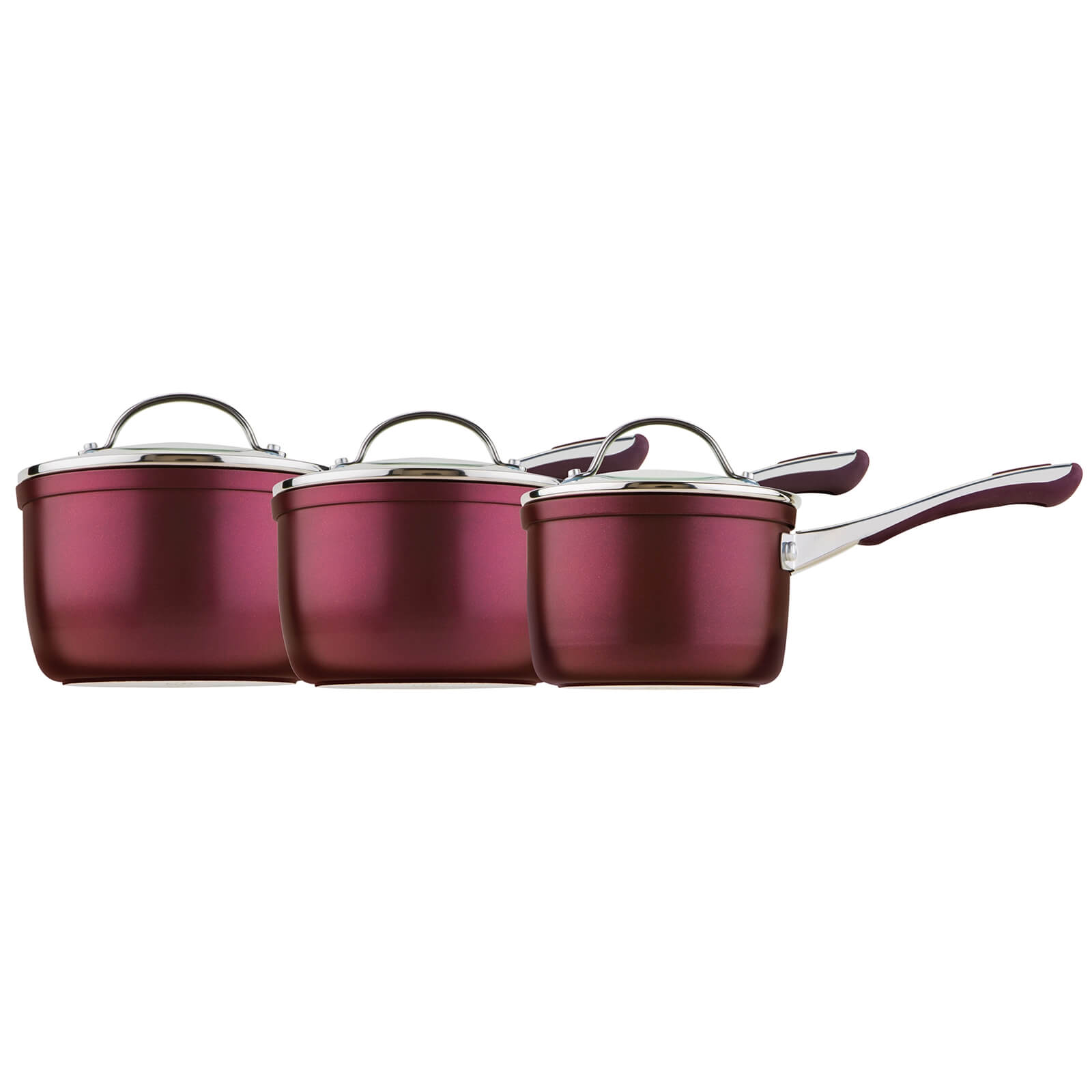 Prestige Prism Induction Saucepans - Set of 3 - Purple