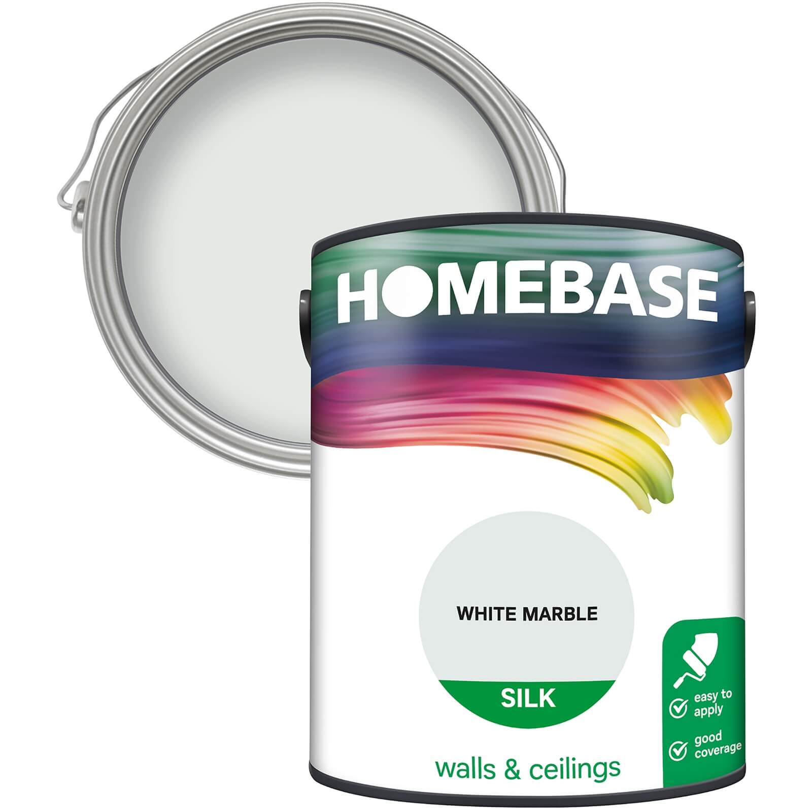 Homebase Silk Emulsion Paint White Marble - 5L