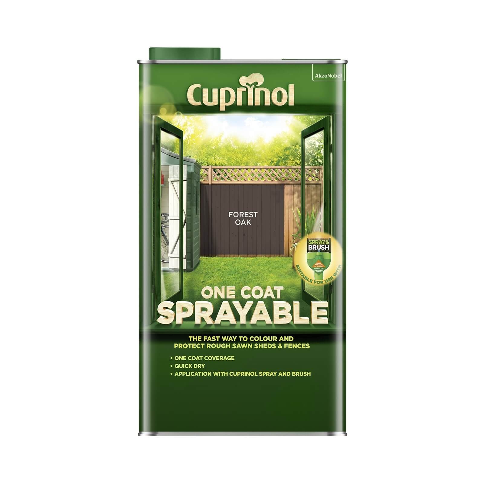 Cuprinol One Coat Sprayable Shed & Fence Paint Paint Forest Oak - 5L