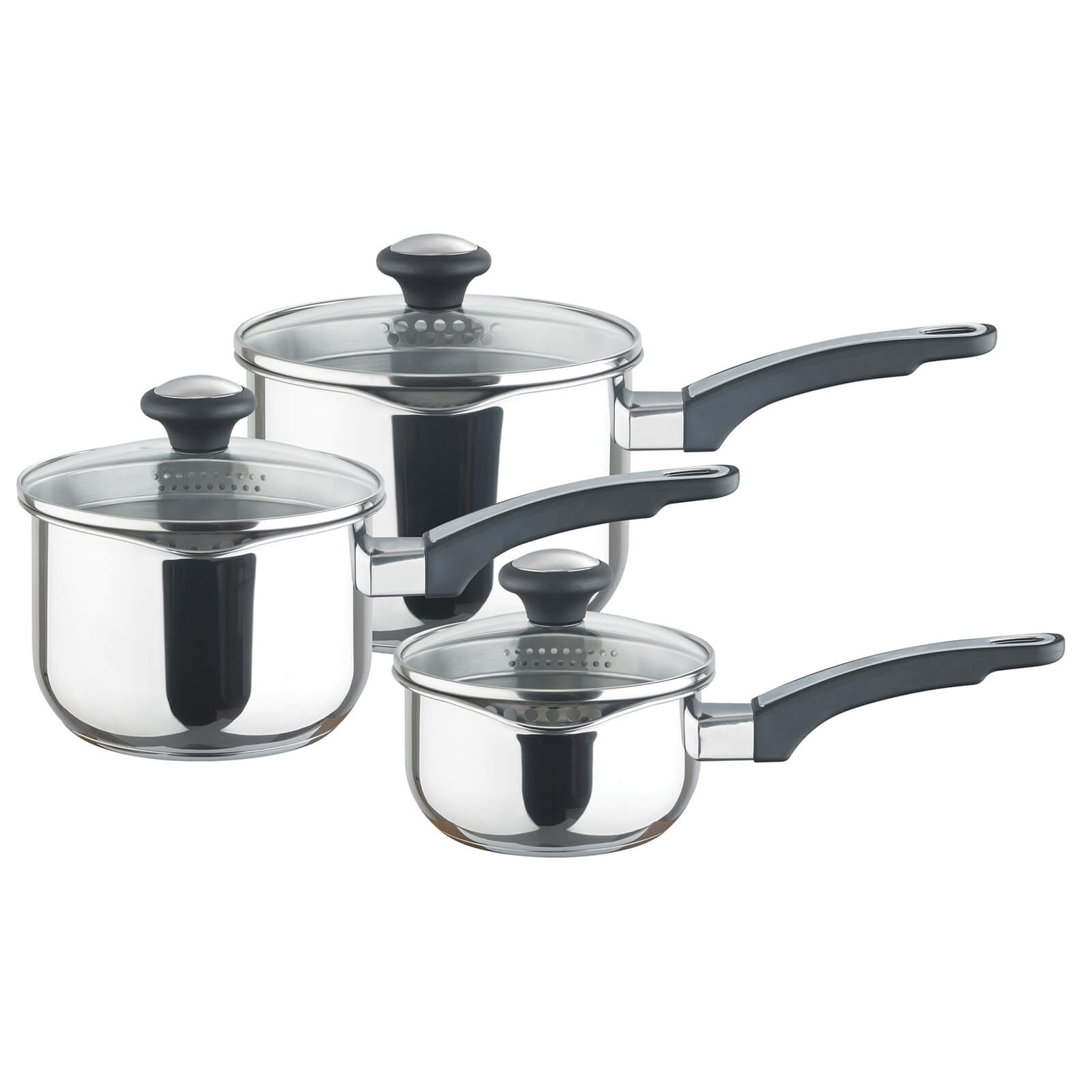 Prestige Everyday Induction Stainless Steel Straining Saucepans - Set of 3
