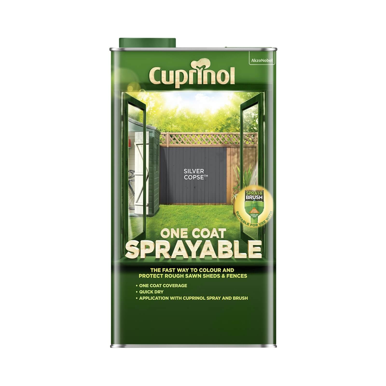 Cuprinol One Coat Sprayable Shed & Fence Paint Paint Silver Copse - 5L