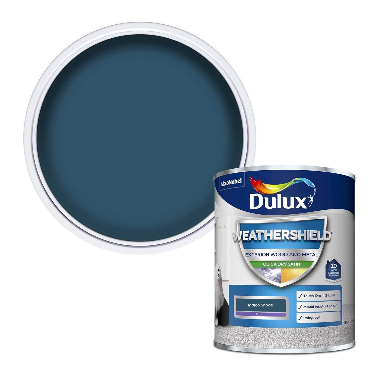 Dulux Weathershield Quick Dry Satin Paint Indigo Shade - 750ml