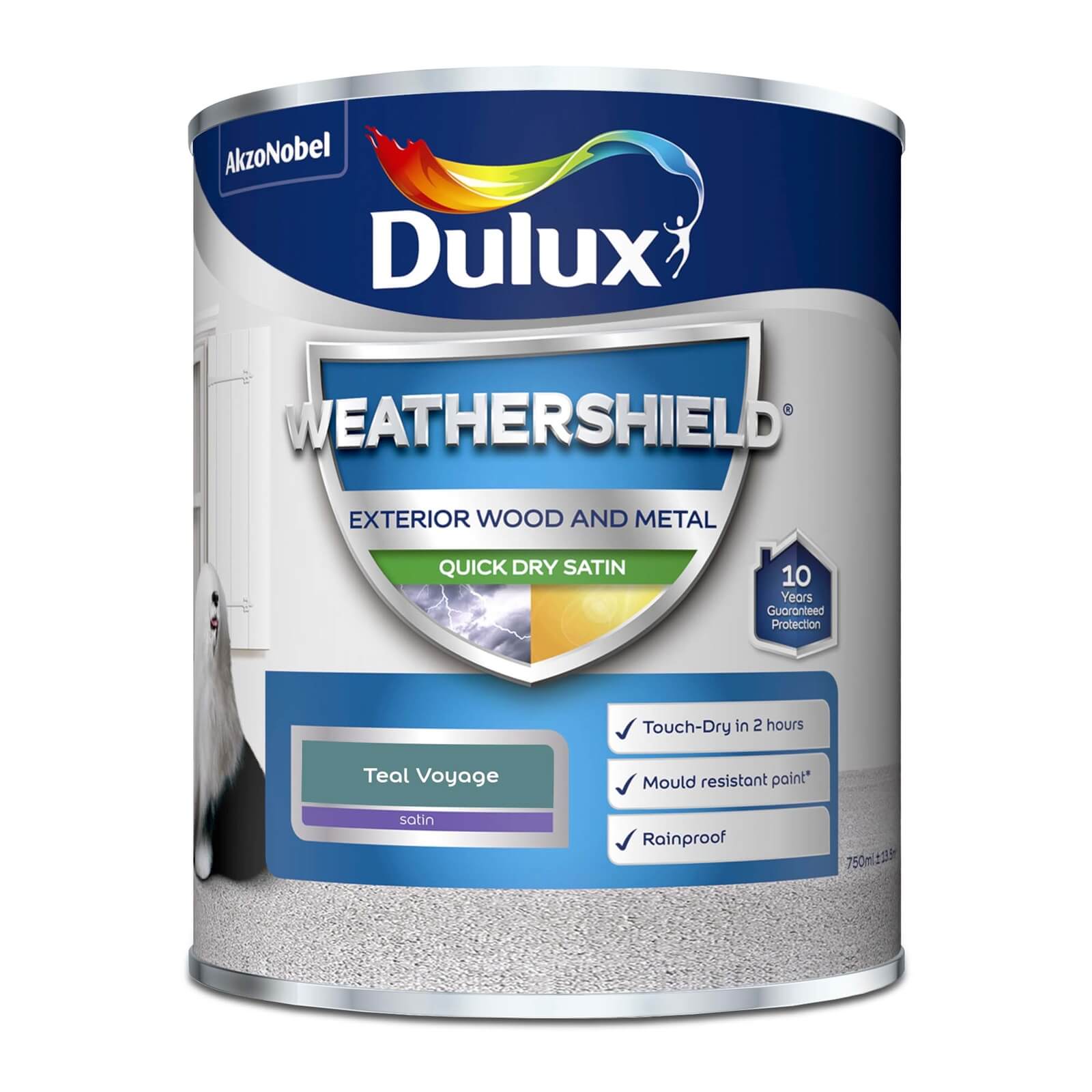 Dulux Weathershield Quick Dry Satin Paint Teal Voyage - 750ml