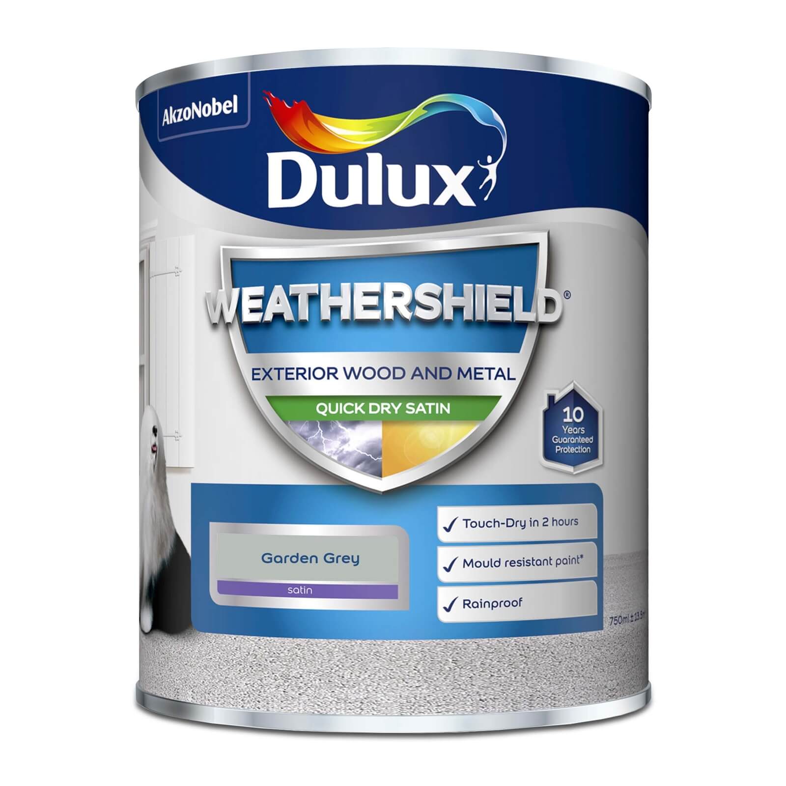 Dulux Weathershield Quick Dry Satin Paint Garden Grey - 750ml