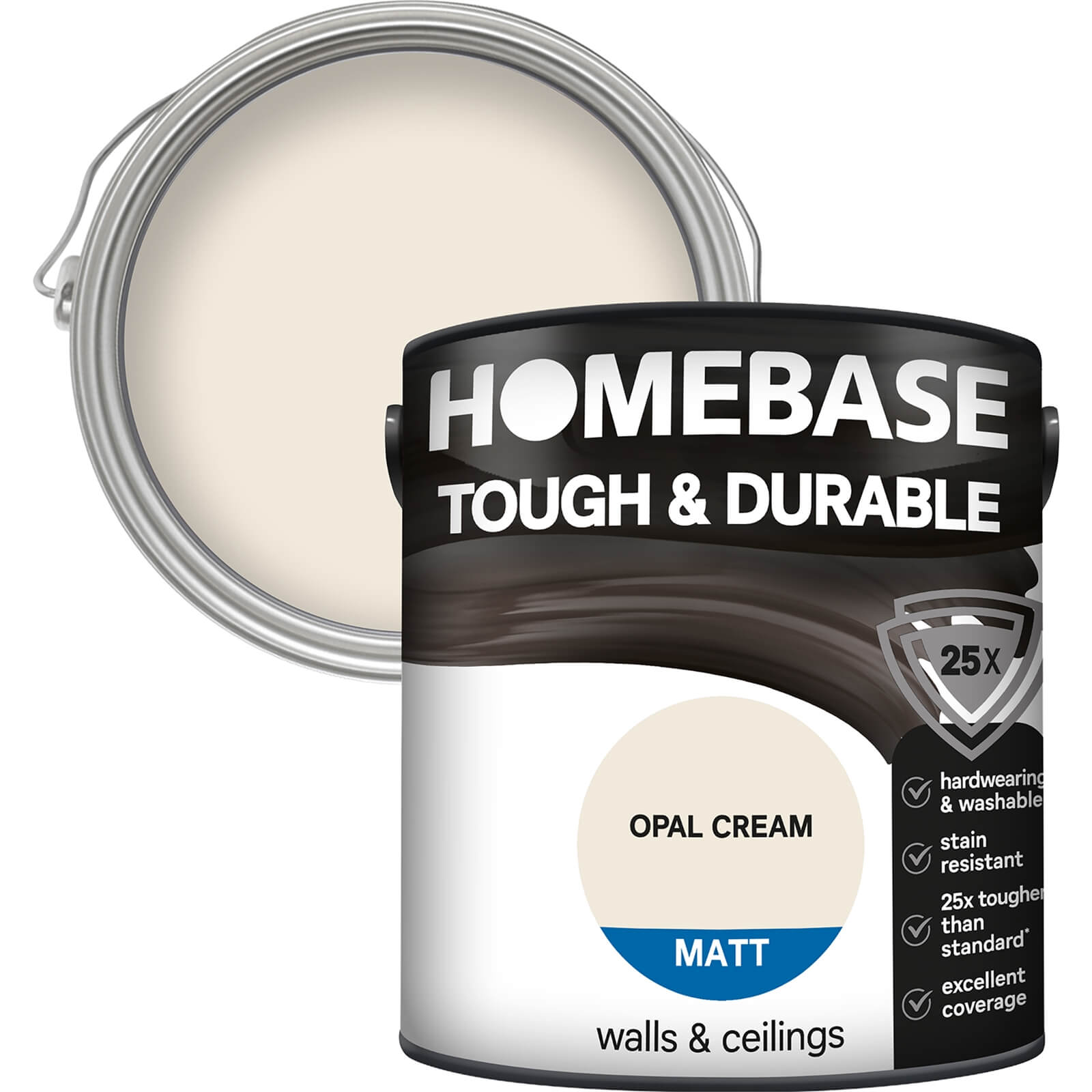 Homebase Tough & Durable Matt Paint Opal Cream - 2.5L
