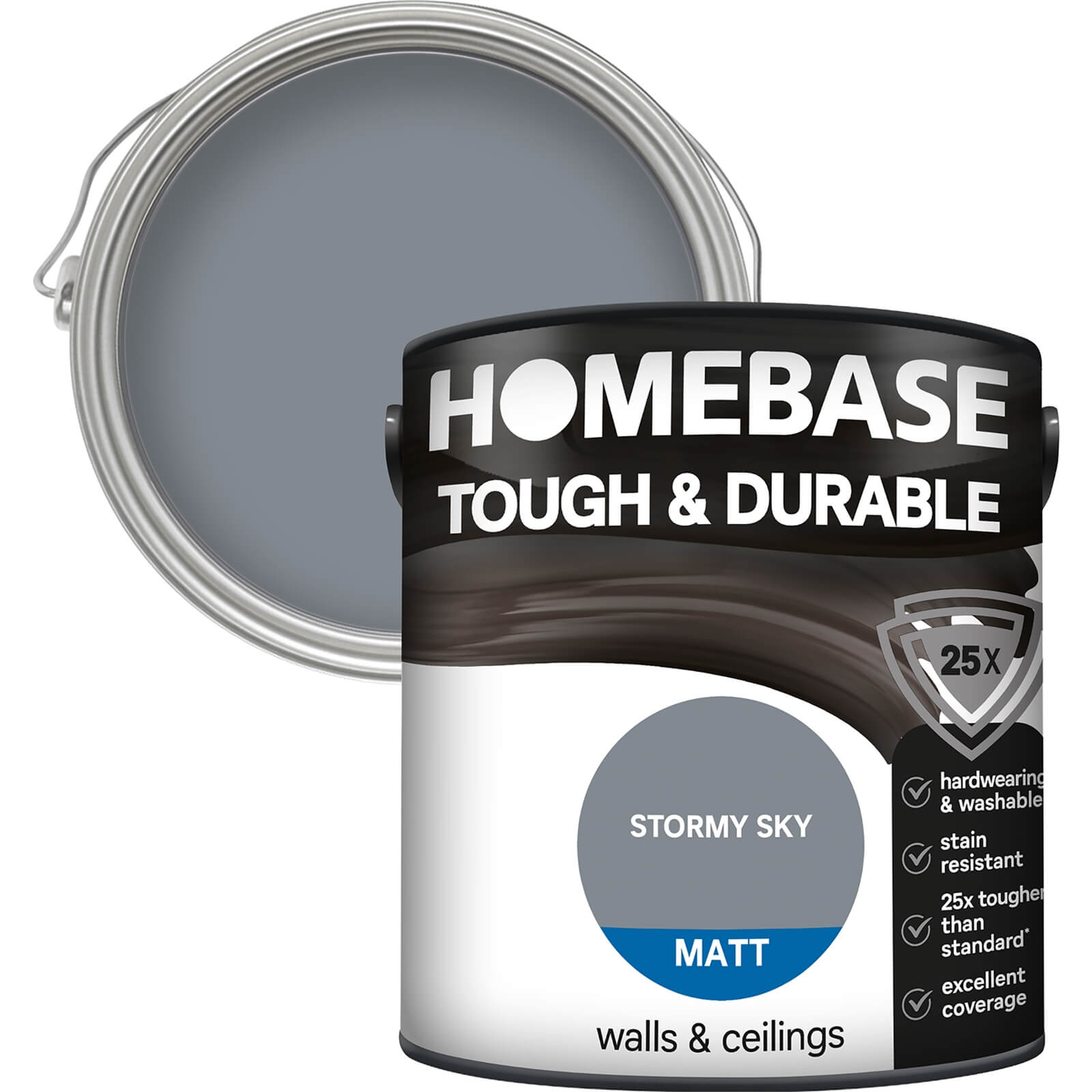 Homebase Tough & Durable Matt Paint Stormy Sky - 2.5L