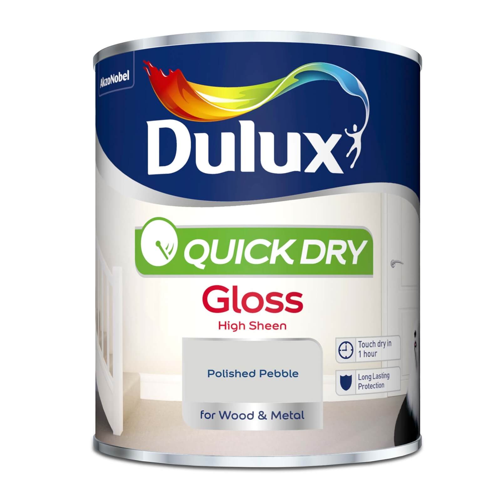 Dulux Quick Dry Gloss Paint Polished Pebble - 750ml