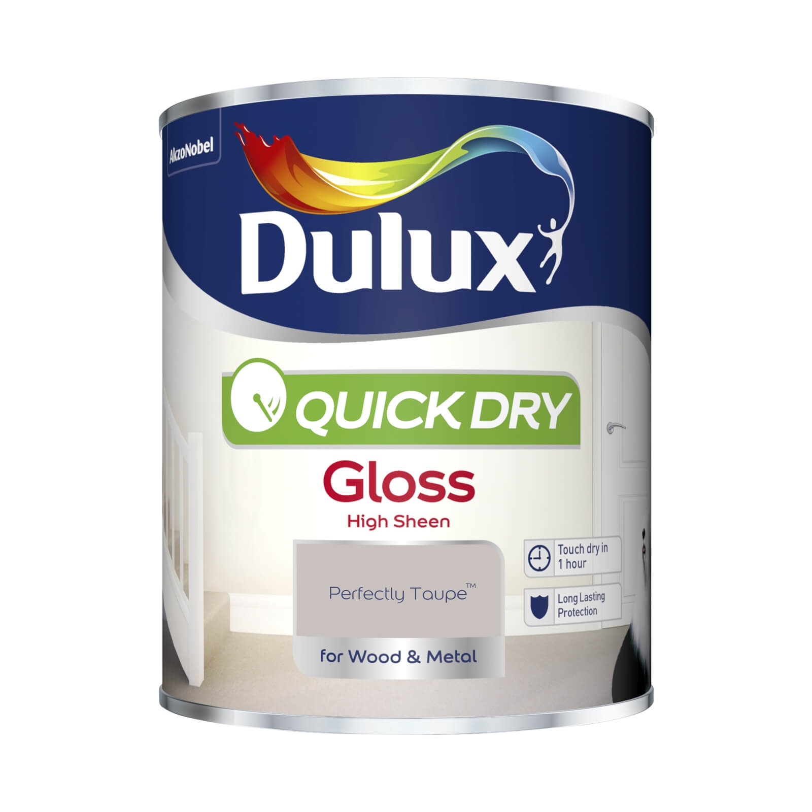 Dulux Quick Dry Gloss Paint Perfectly Taupe - 750ml