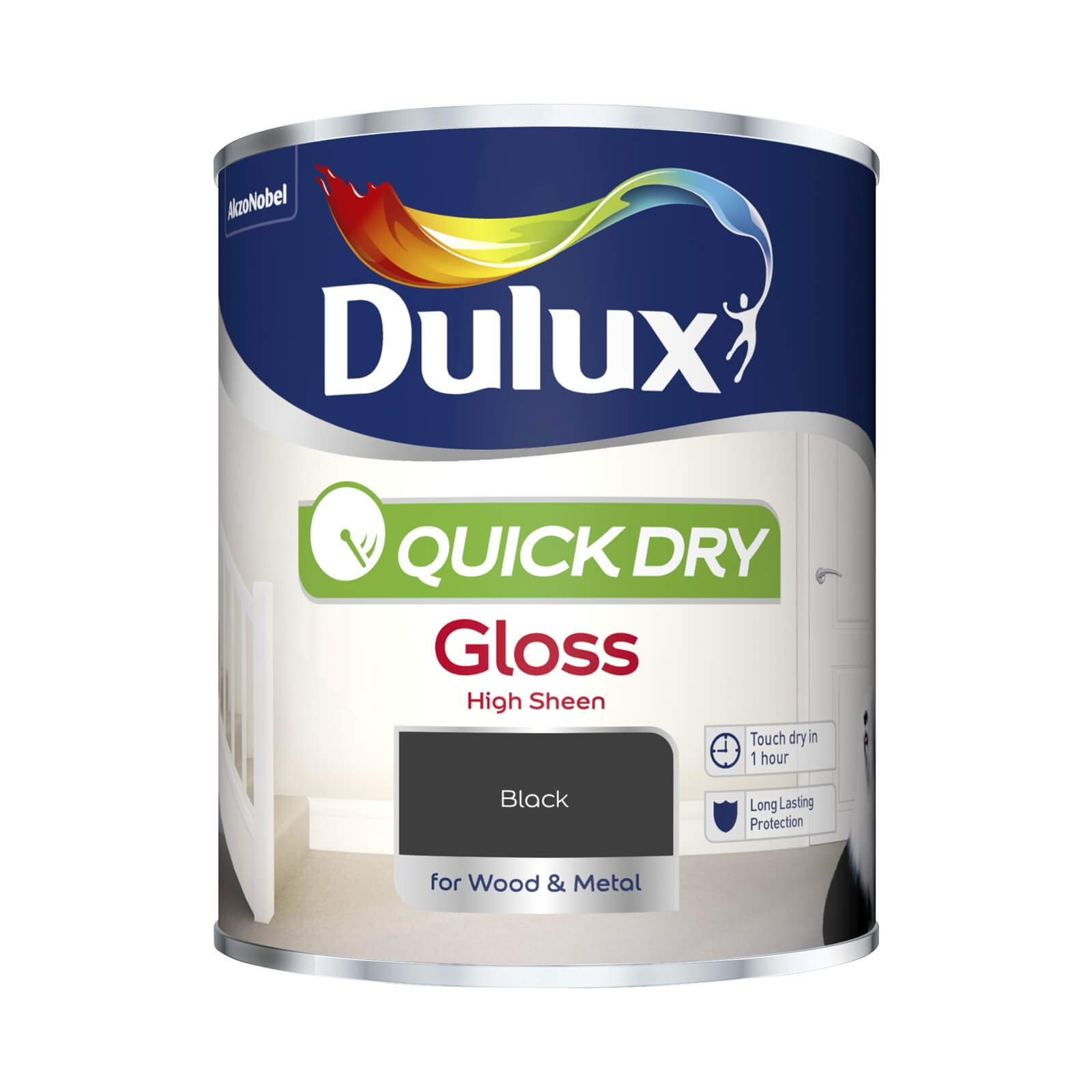 Dulux Quick Dry Gloss Paint Black - 750ml
