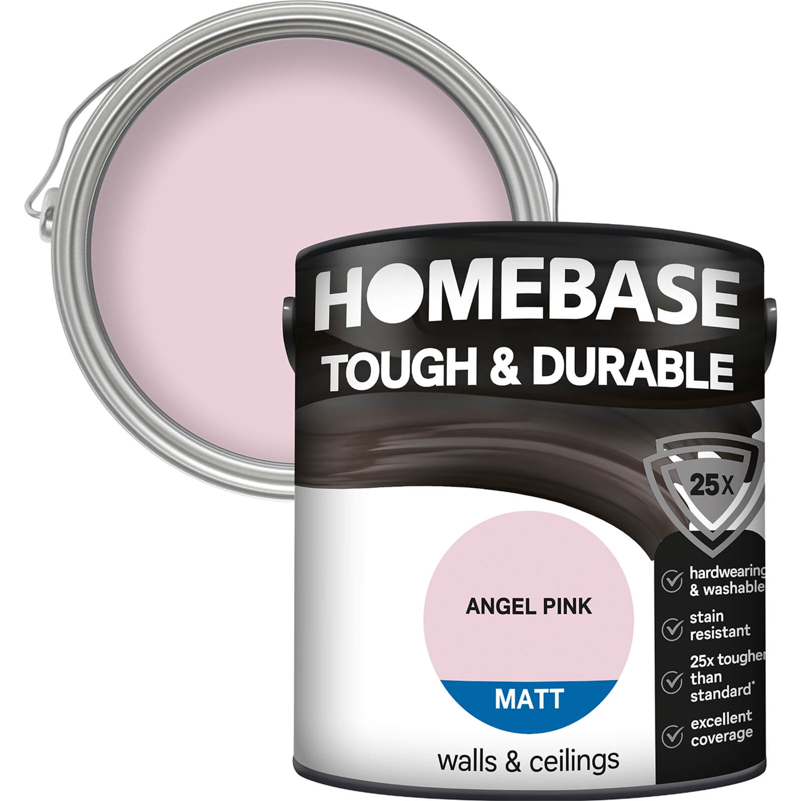 Homebase Tough & Durable Matt Emulsion Paint Angel Pink - 2.5L