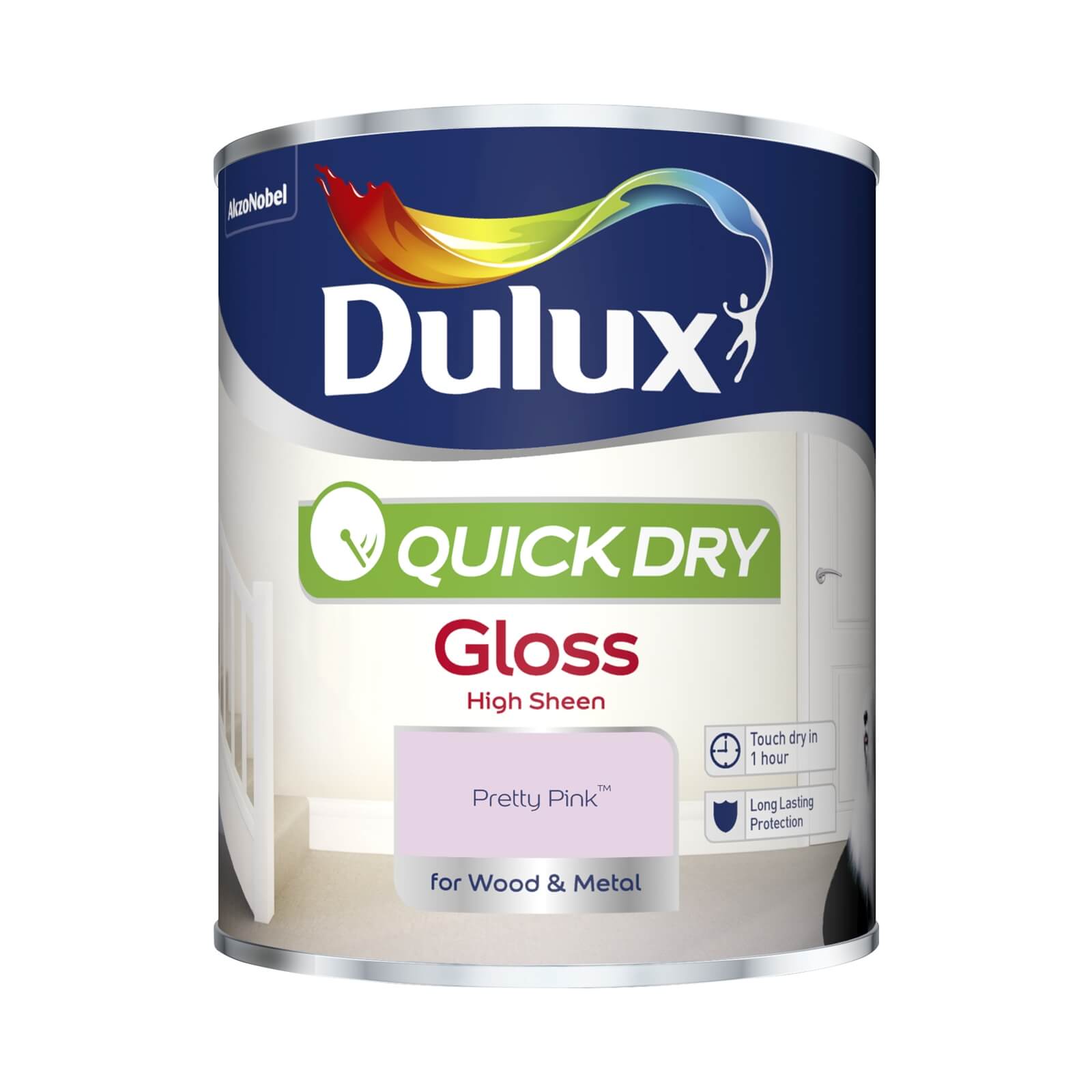 Dulux Quick Dry Gloss Paint Pretty Pink - 750ml