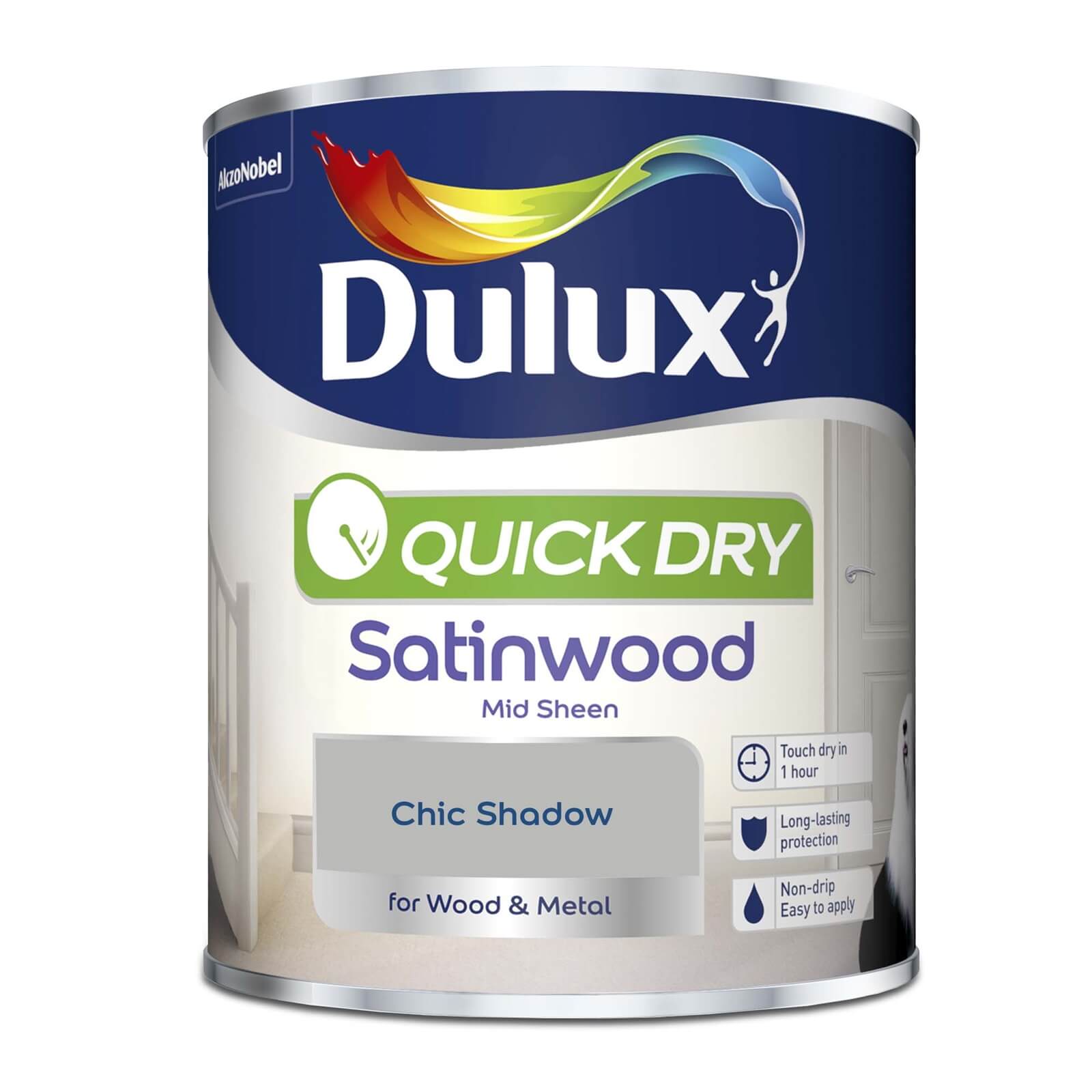 Dulux Quick Dry Satinwood Paint Chic Shadow - 750ml