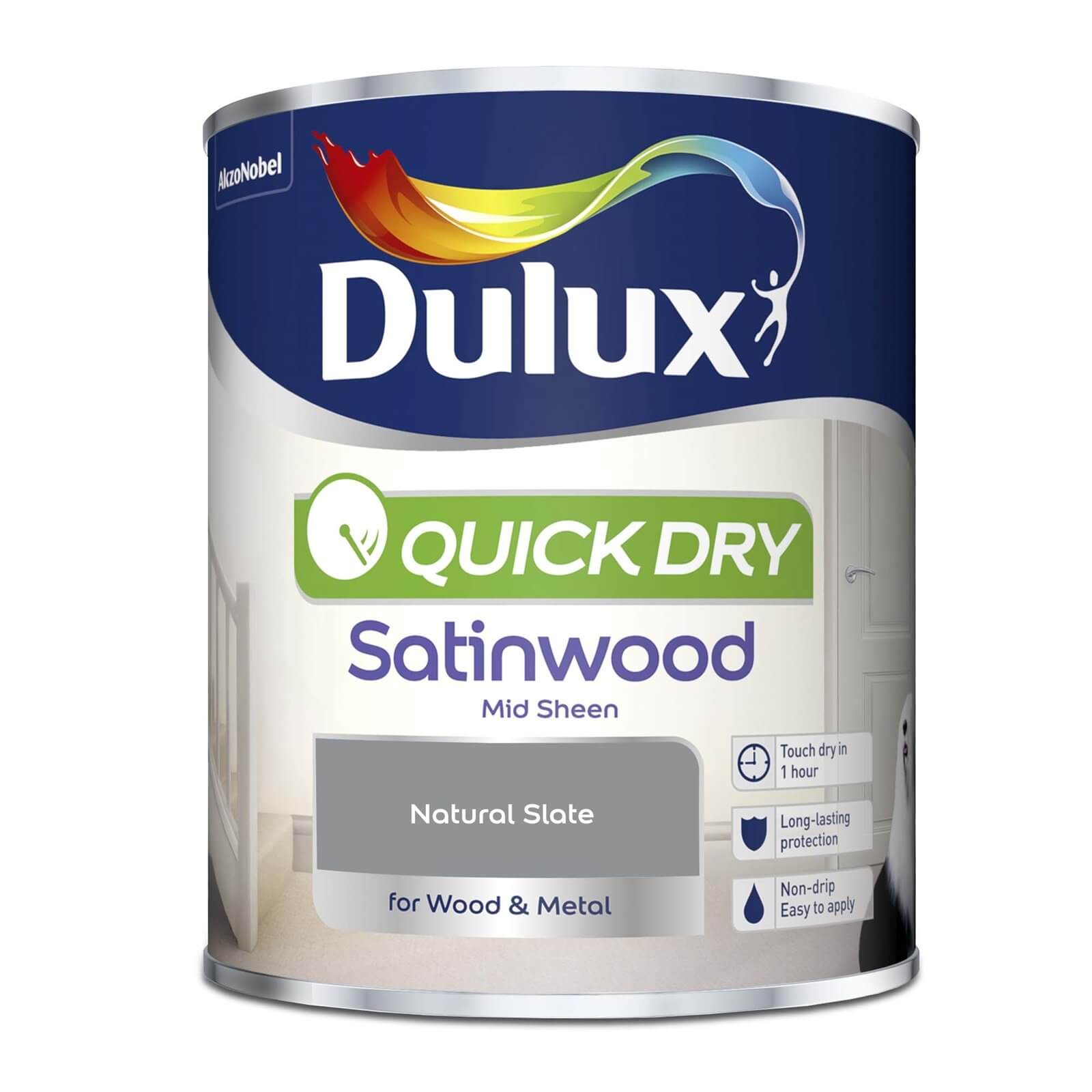 Dulux Quick Dry Satinwood Paint Natural Slate - 750ml