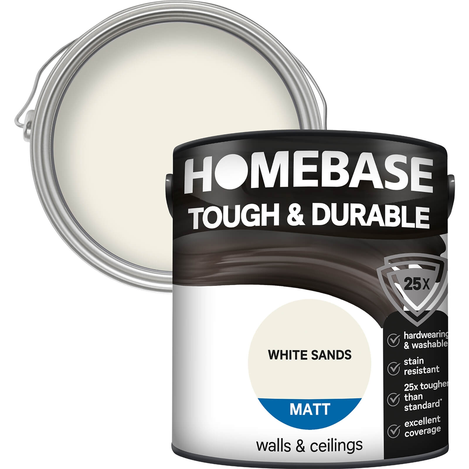 Homebase Tough & Durable Matt Paint White Sands - 2.5L
