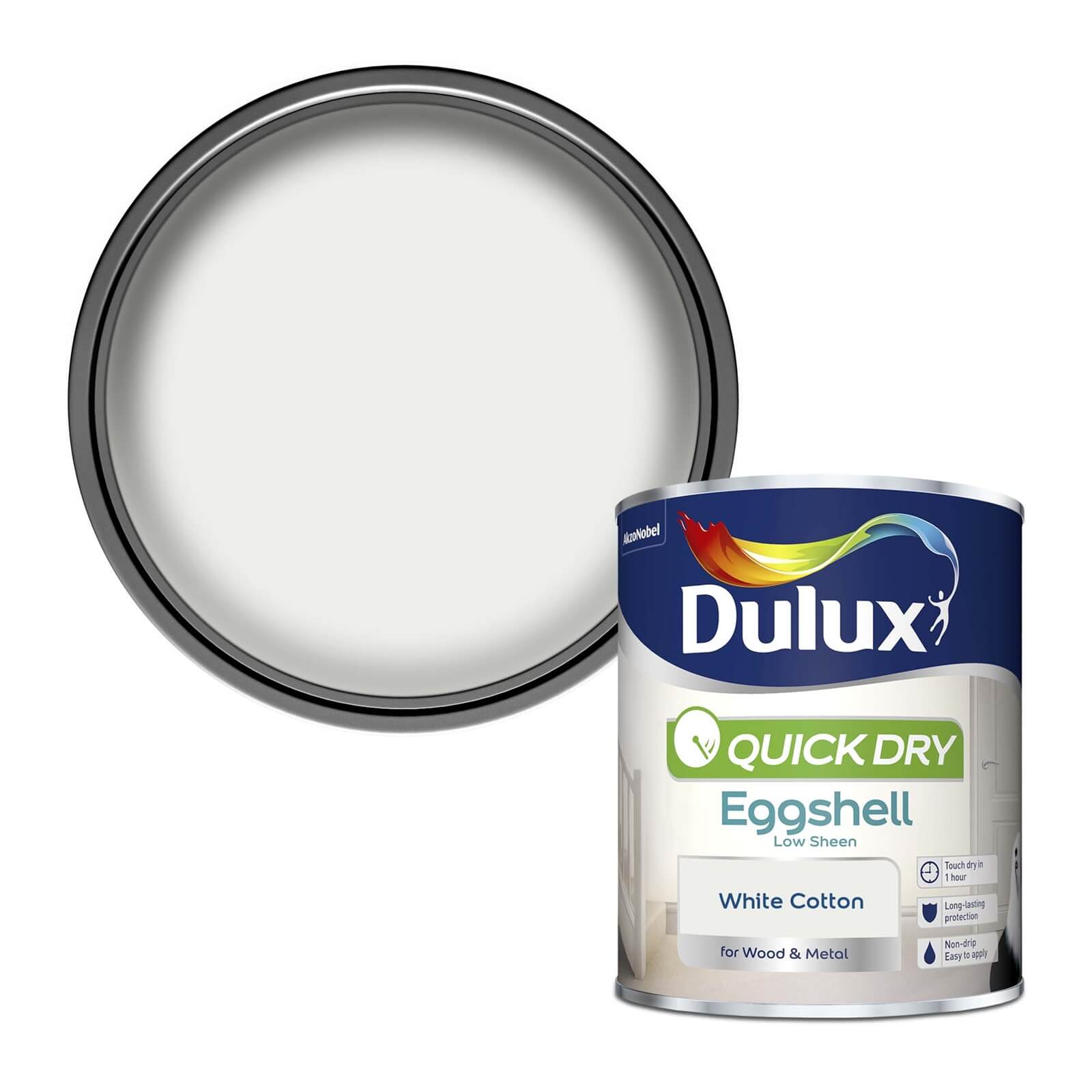 Dulux Quick Dry Eggshell Paint White Cotton - 750ml