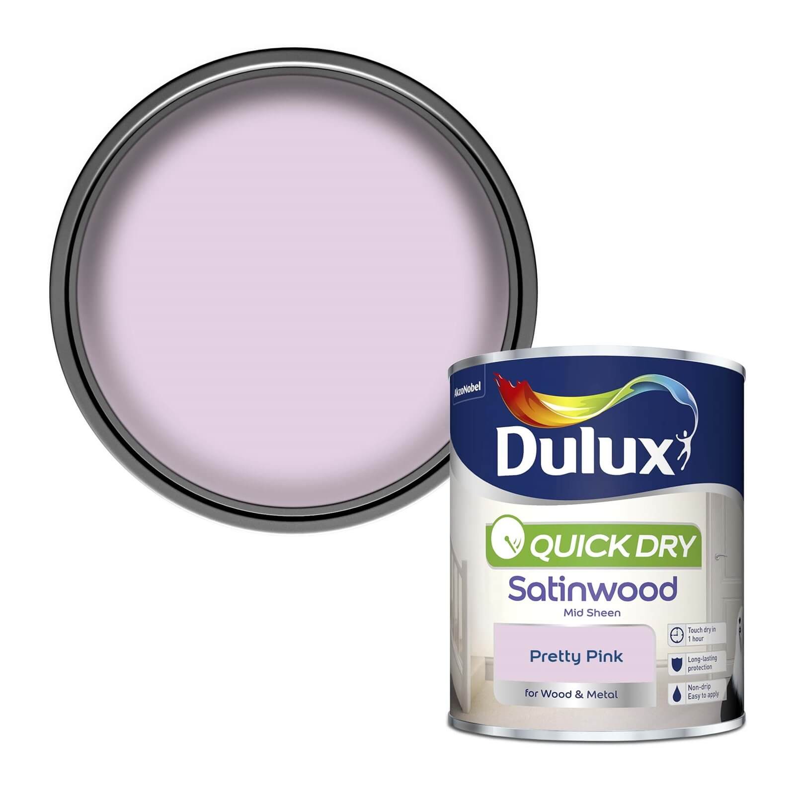 Dulux Quick Dry Satinwood Paint Pretty Pink - 750ml