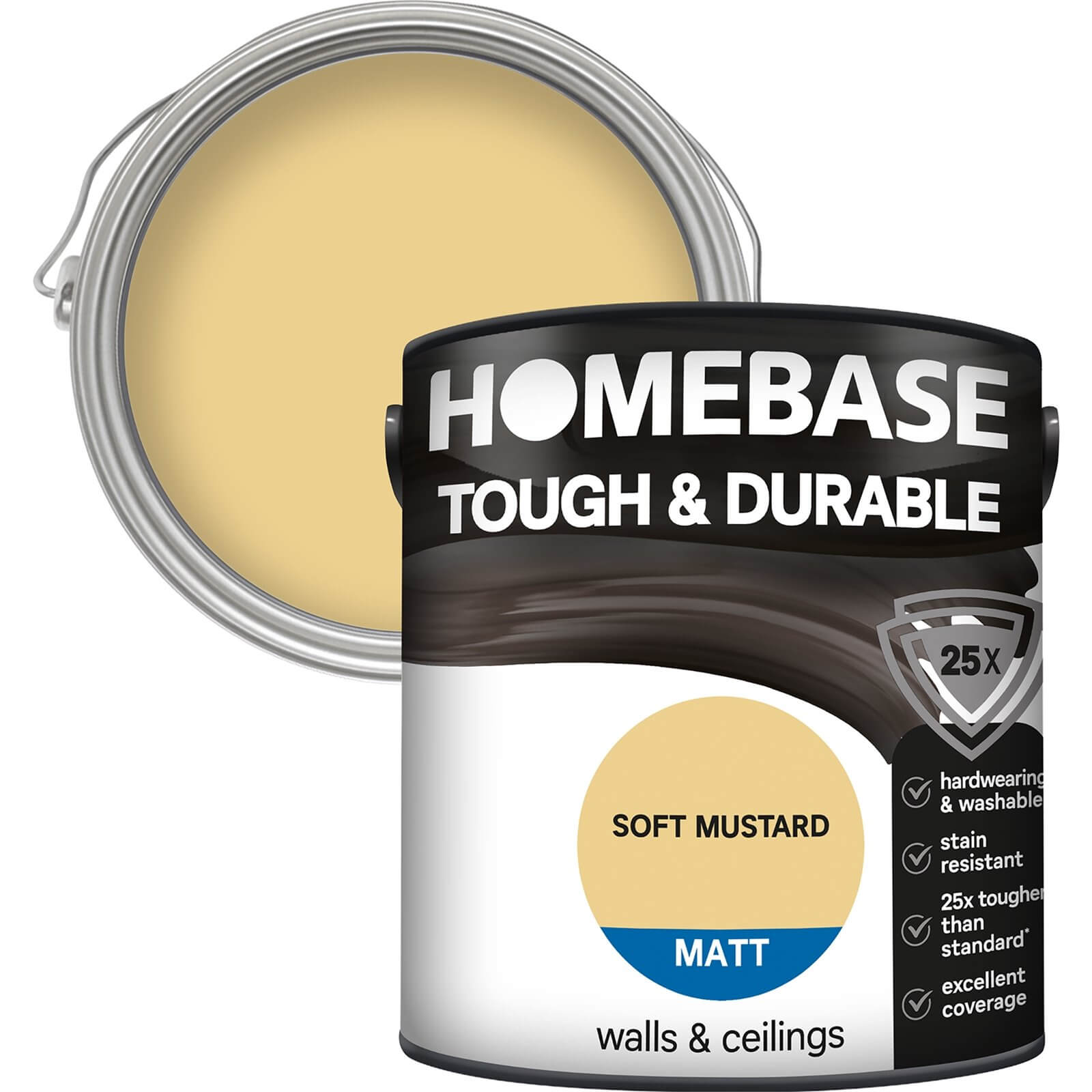 Homebase Tough & Durable Matt Paint Soft Mustard - 2.5L