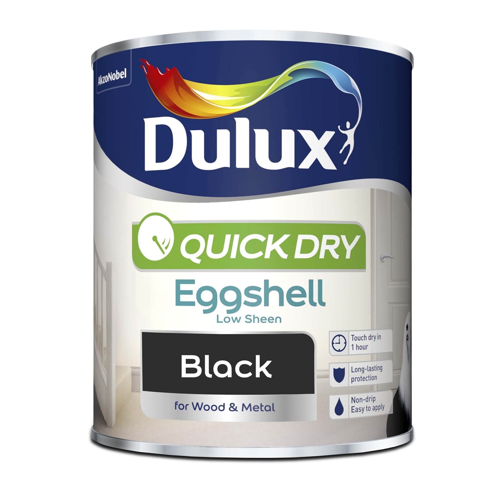 Dulux Quick Dry Eggshell Paint Black - 750ml