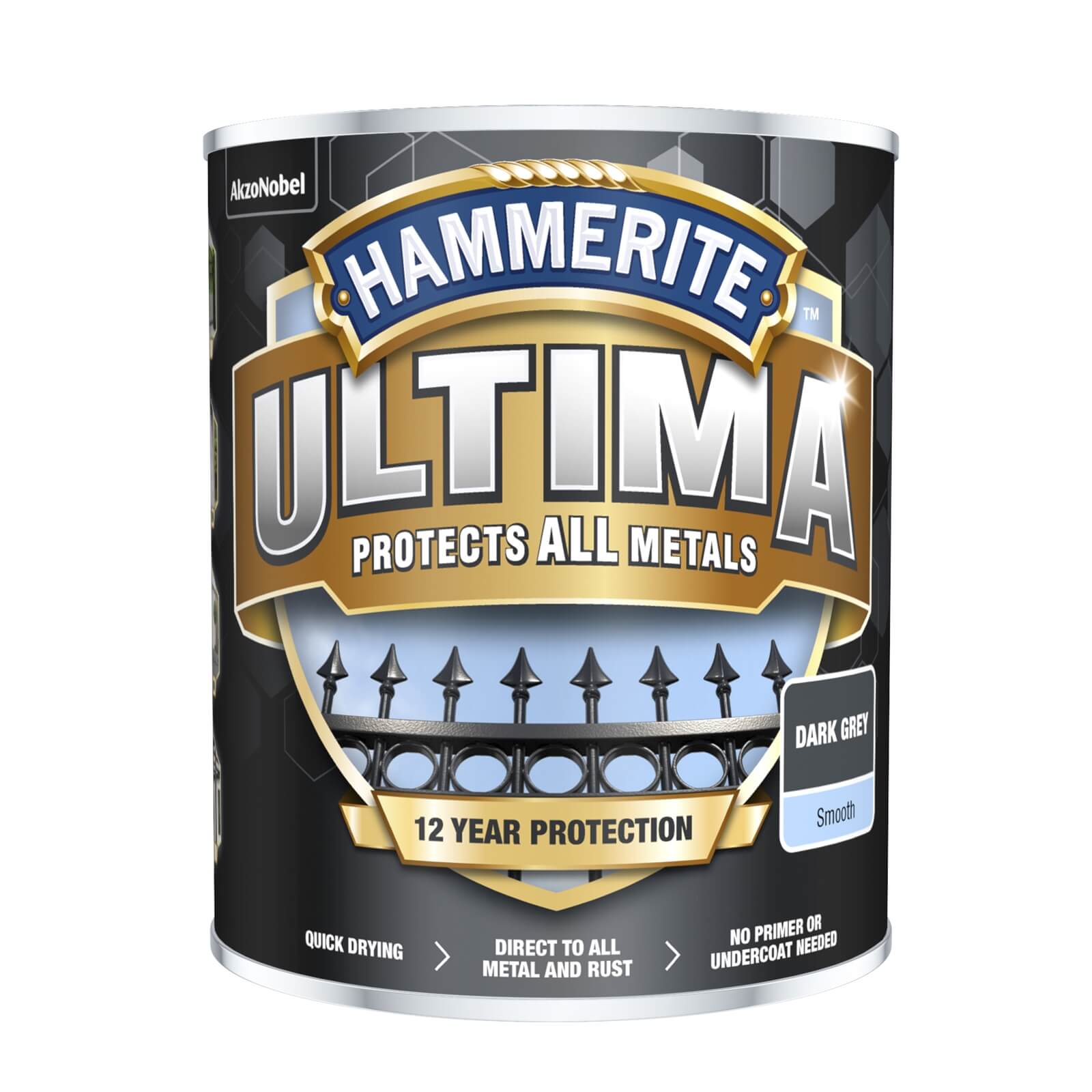 Hammerite Ultima Smooth Metal Paint Grey - 750ml