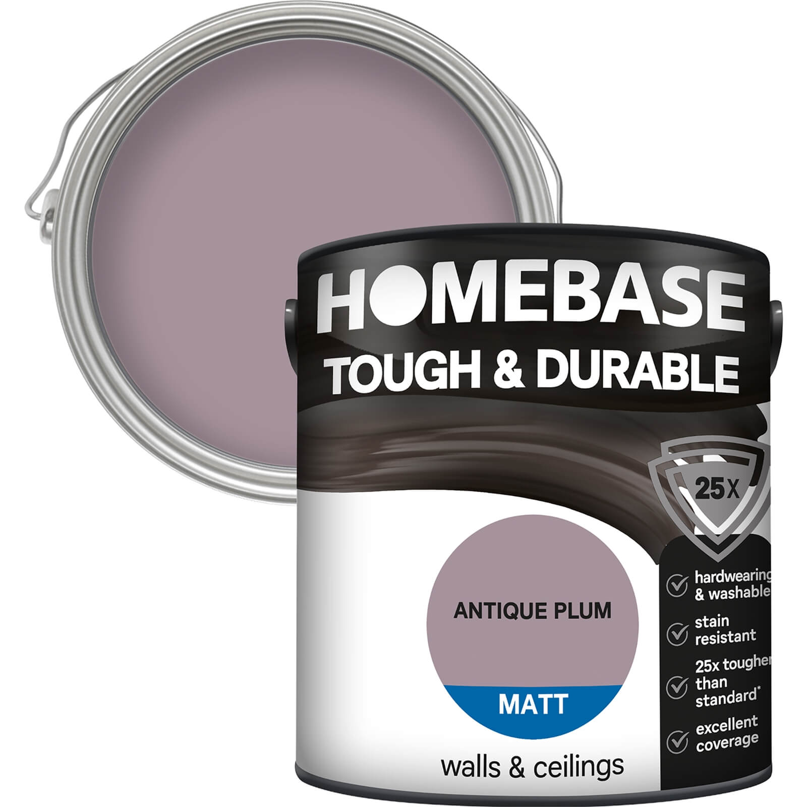 Homebase Tough & Durable Matt Emulsion Paint Antique Plum - 2.5L