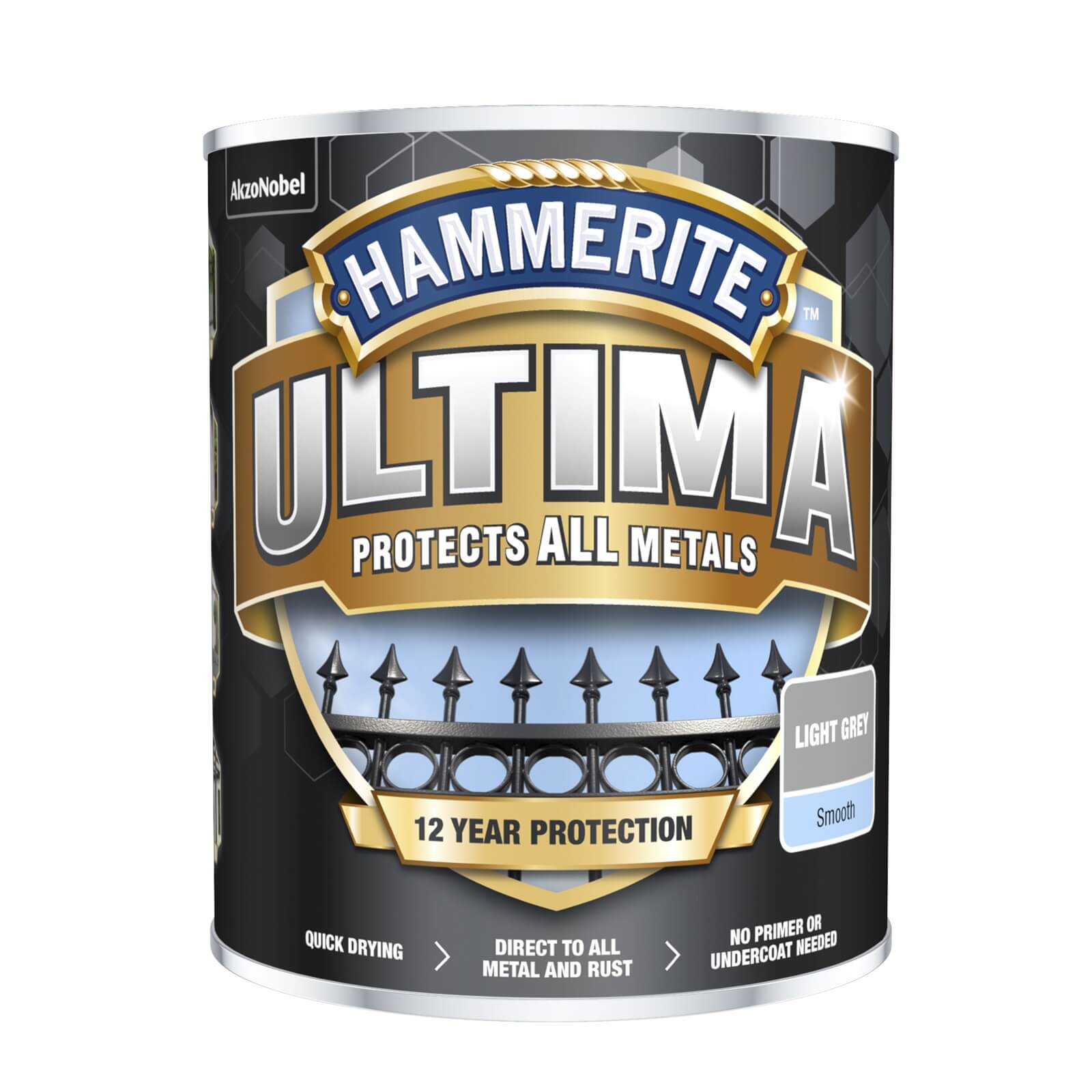 Hammerite Ultima Smooth Metal Paint Light Grey - 750ml