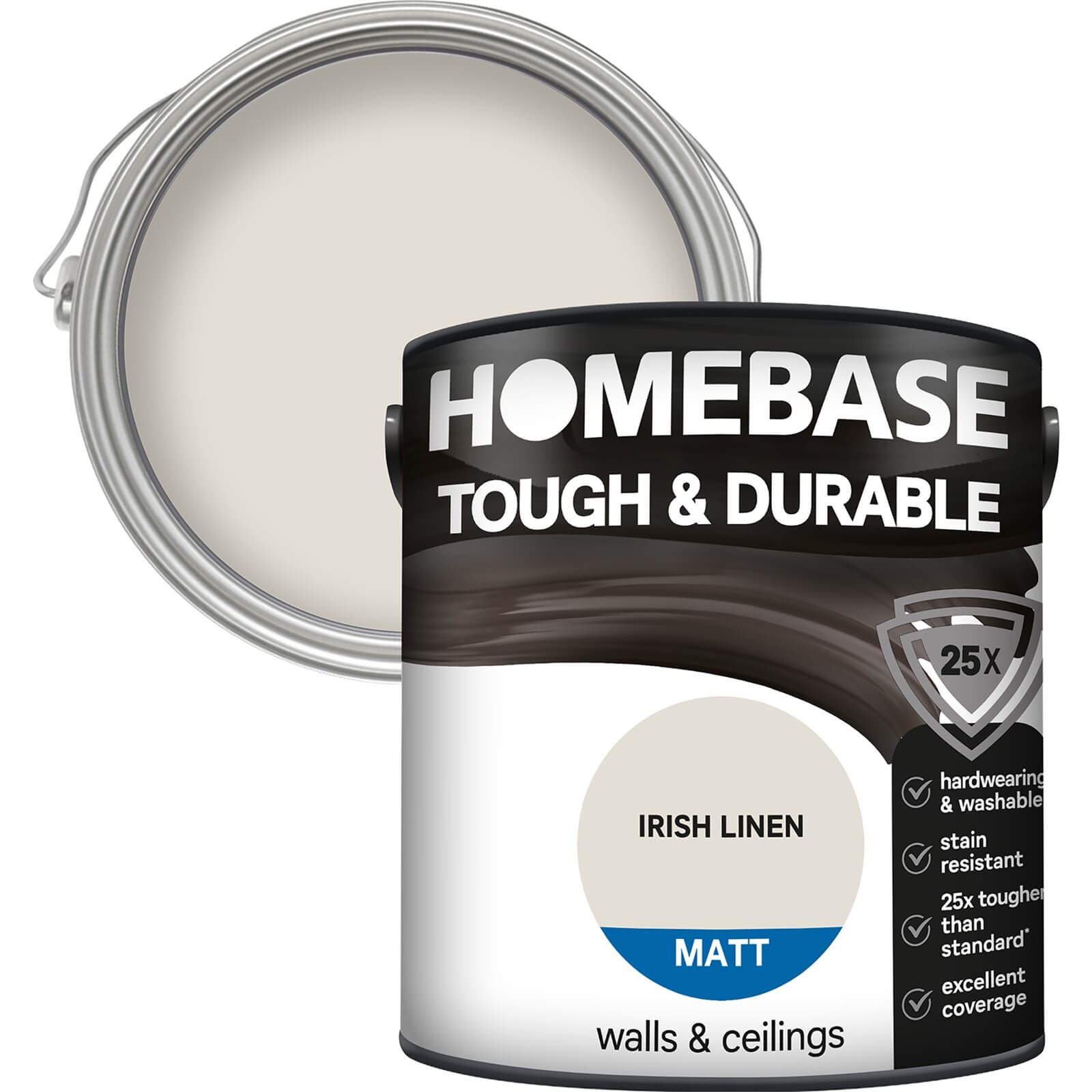 Homebase Tough & Durable Matt Paint Irish Linen - 2.5L