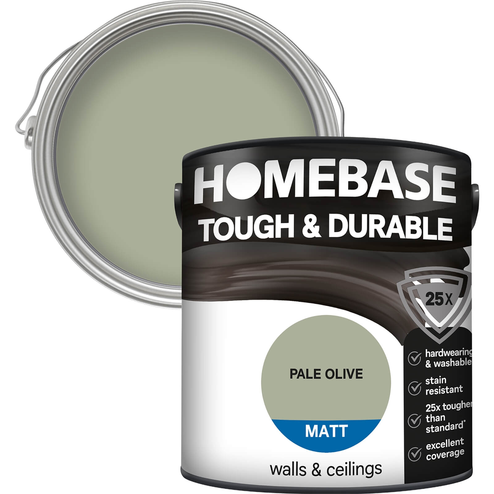 Homebase Tough & Durable Matt Paint Pale Olive - 2.5L