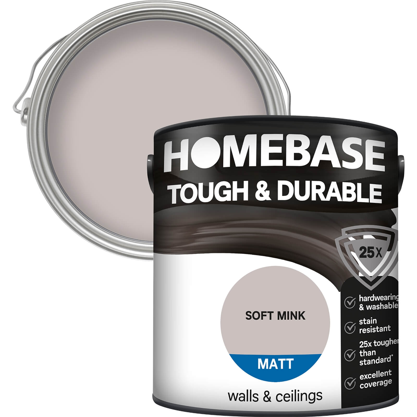 Homebase Tough & Durable Matt Paint Soft Mink - 2.5L