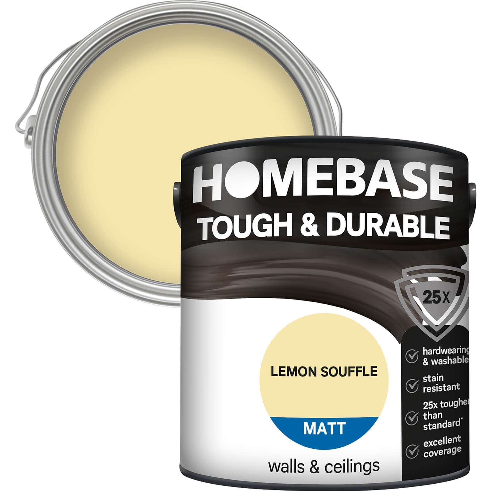 Homebase Tough & Durable Matt Paint Lemon Souffle - 2.5L