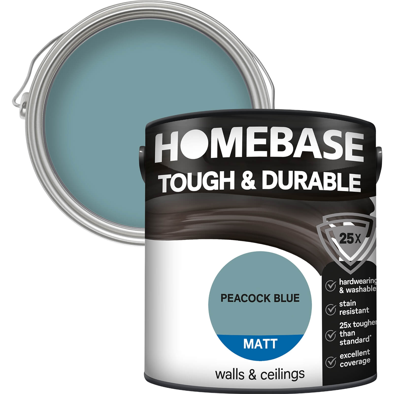 Homebase Tough & Durable Matt Paint Peacock Blue - 2.5L