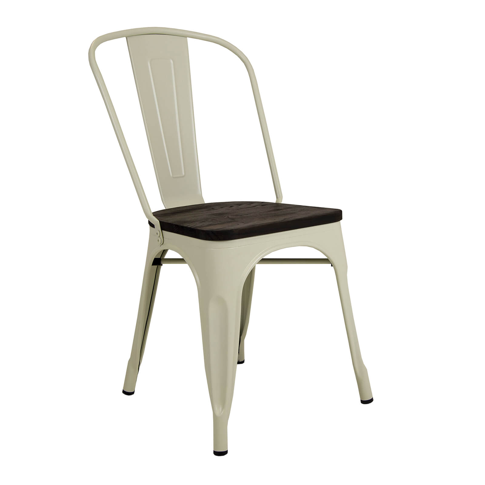 Pair of Metal & Wood Dining Chairs - Cream