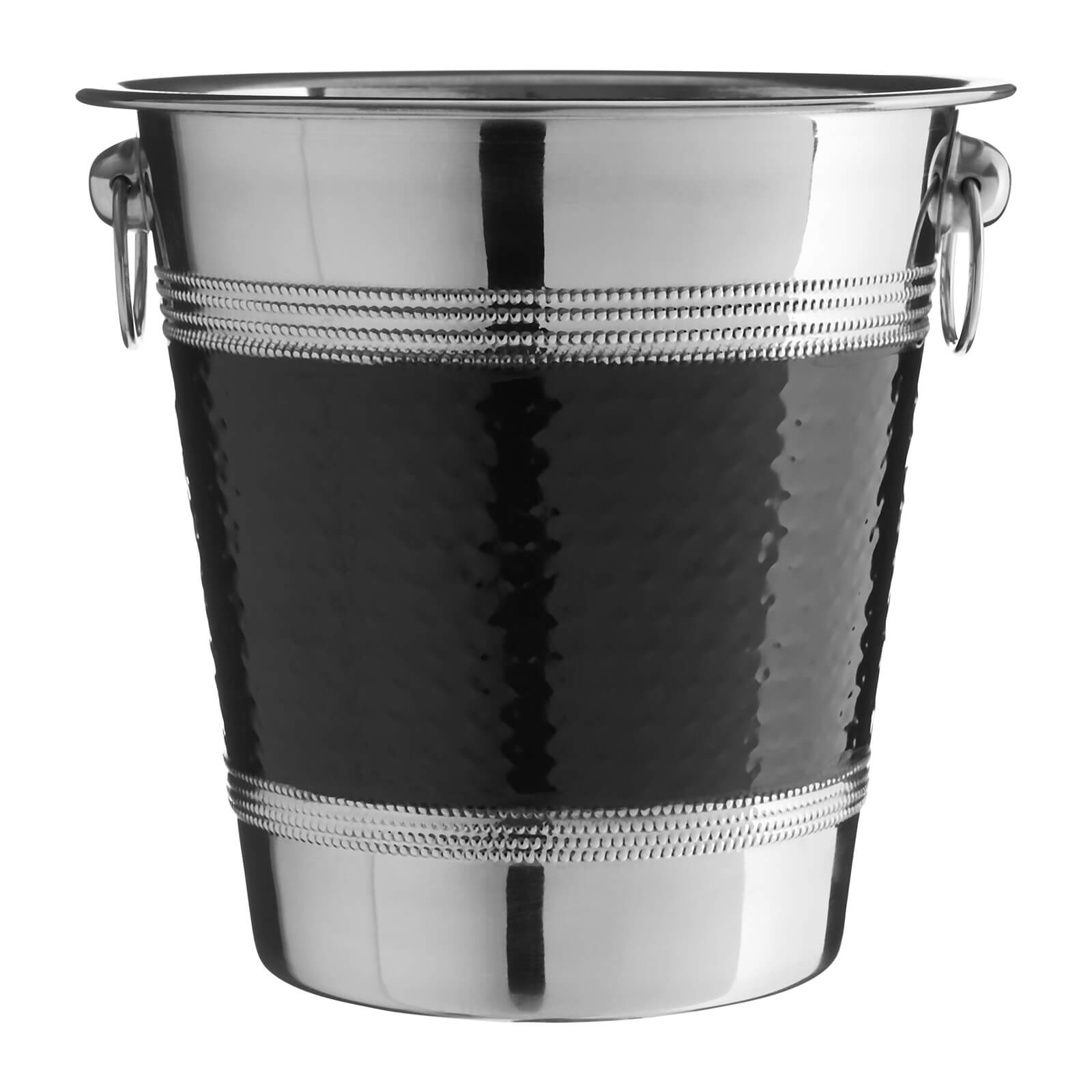 Champagne Wine Bucket - Hammered Black Band