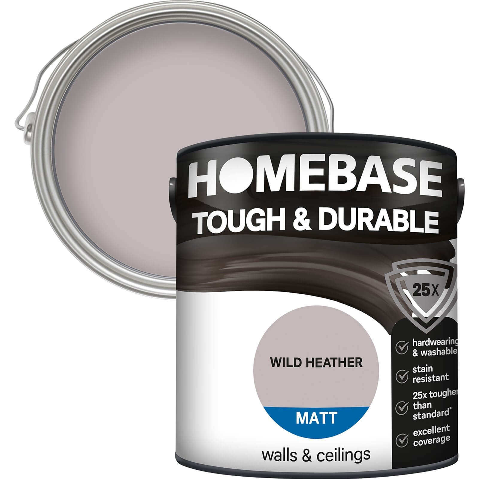 Homebase Tough & Durable Matt Paint Wild Heather - 2.5L