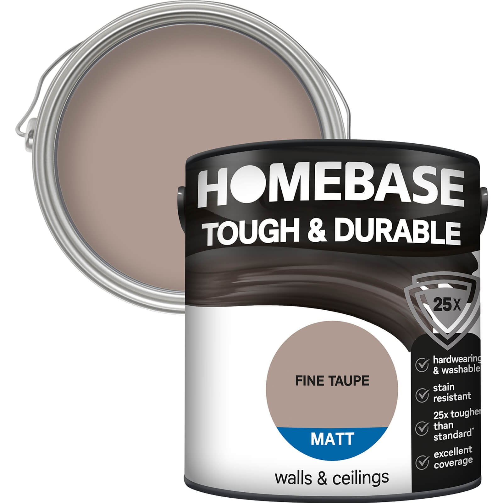 Homebase Tough & Durable Matt Paint Fine Taupe - 2.5L