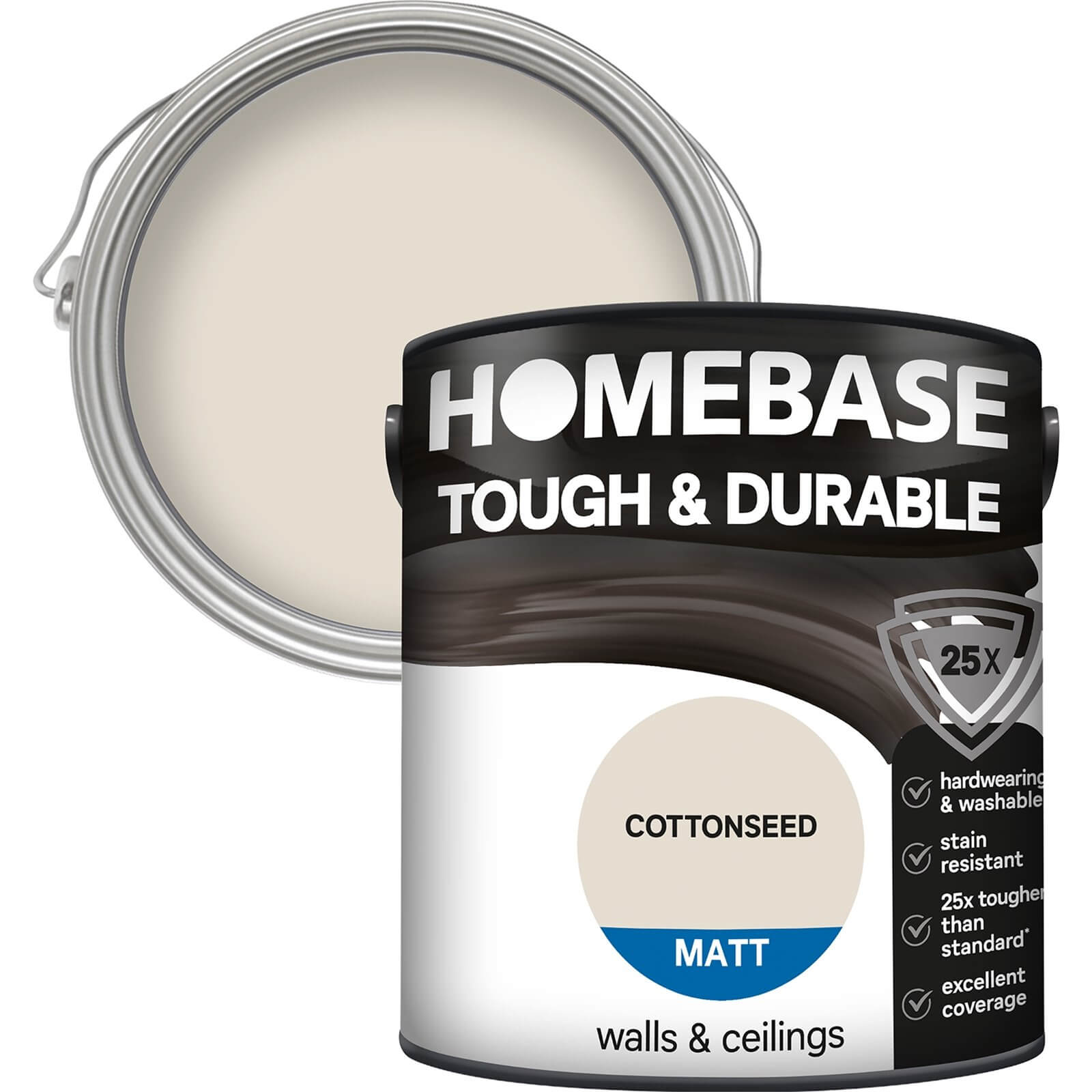 Homebase Tough & Durable Matt Paint Cottonseed - 2.5L