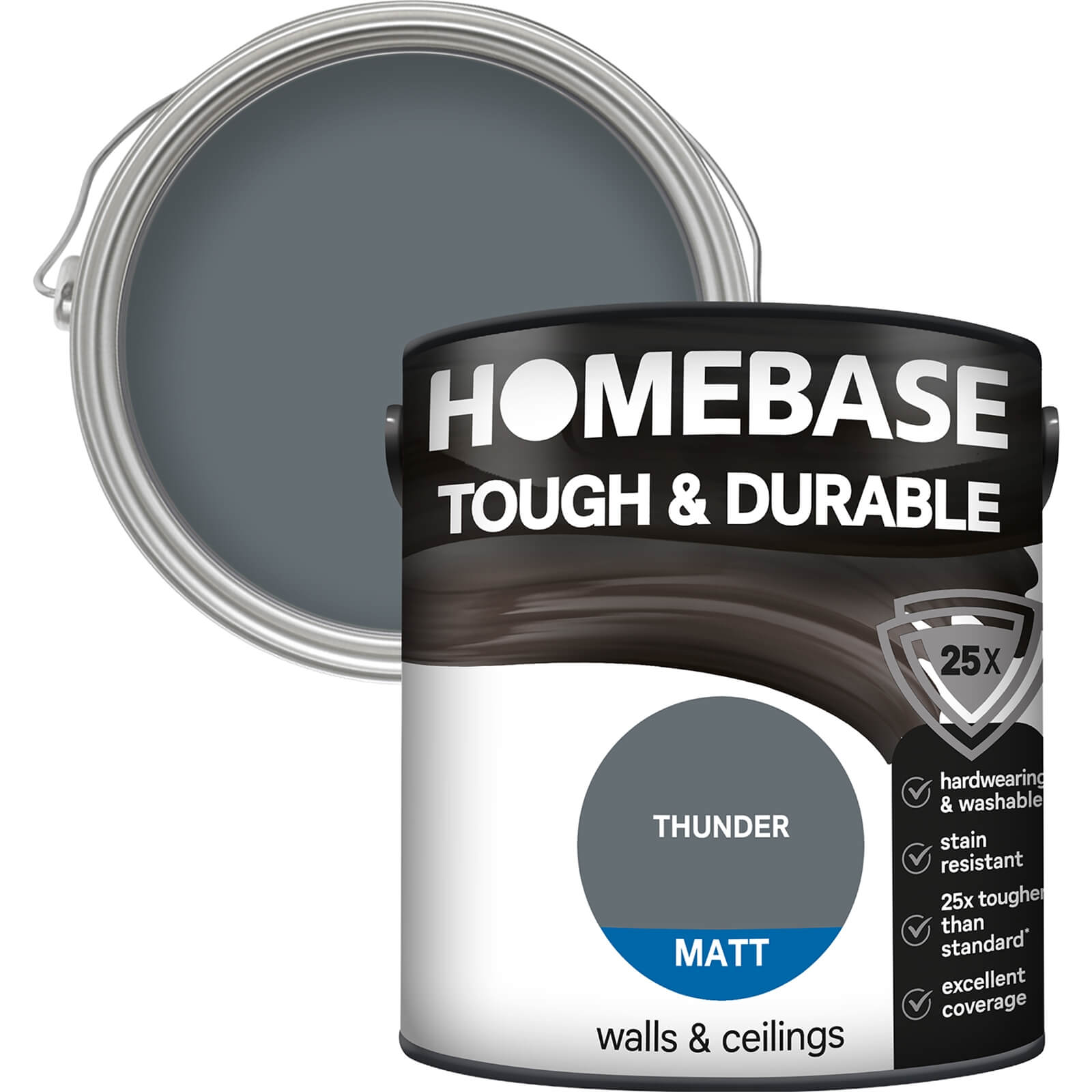 Homebase Tough & Durable Matt Paint Thunder - 2.5L