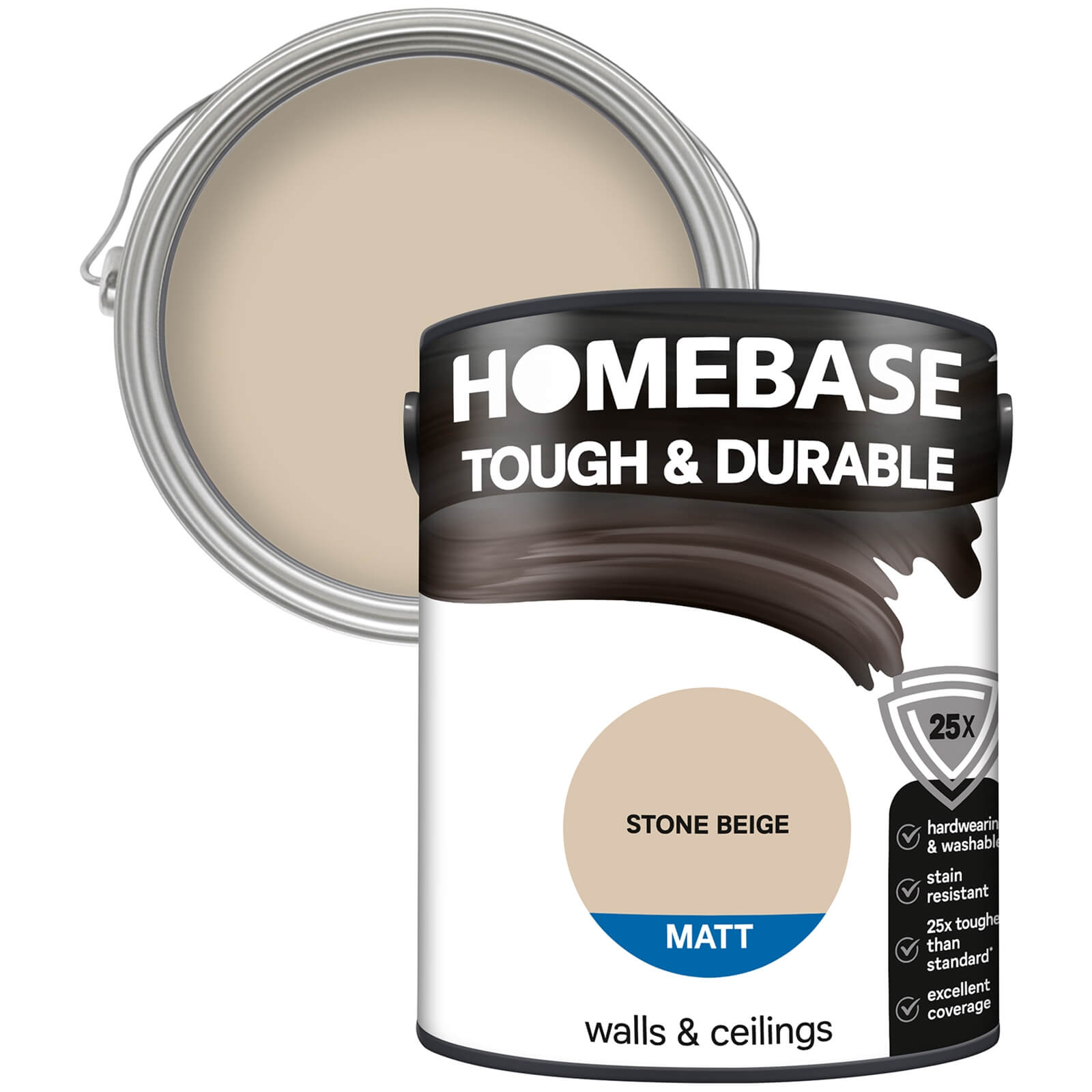 Homebase Tough & Durable Matt Paint Stone Beige - 5L