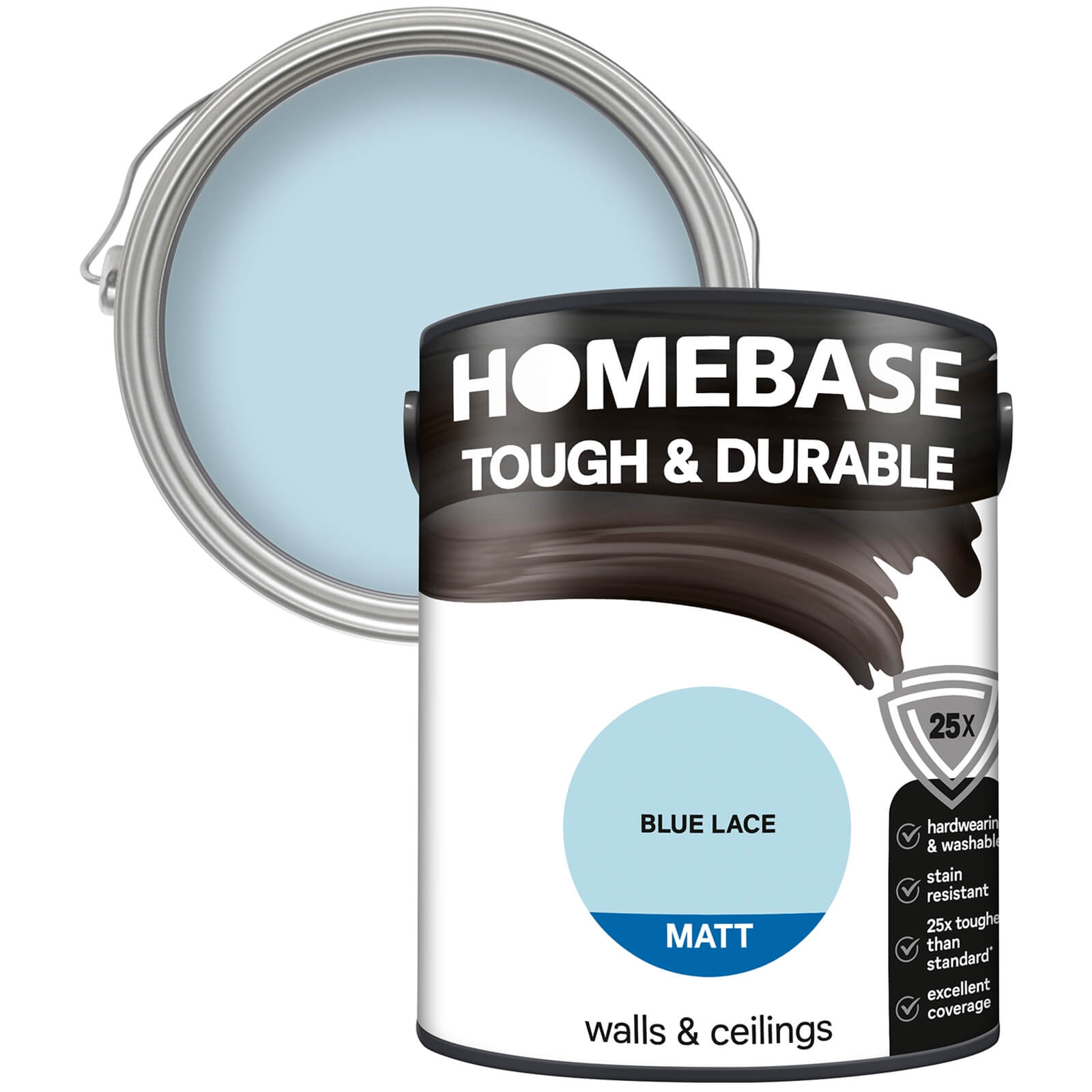 Homebase Tough & Durable Matt Emulsion Paint Blue Lace - 5L