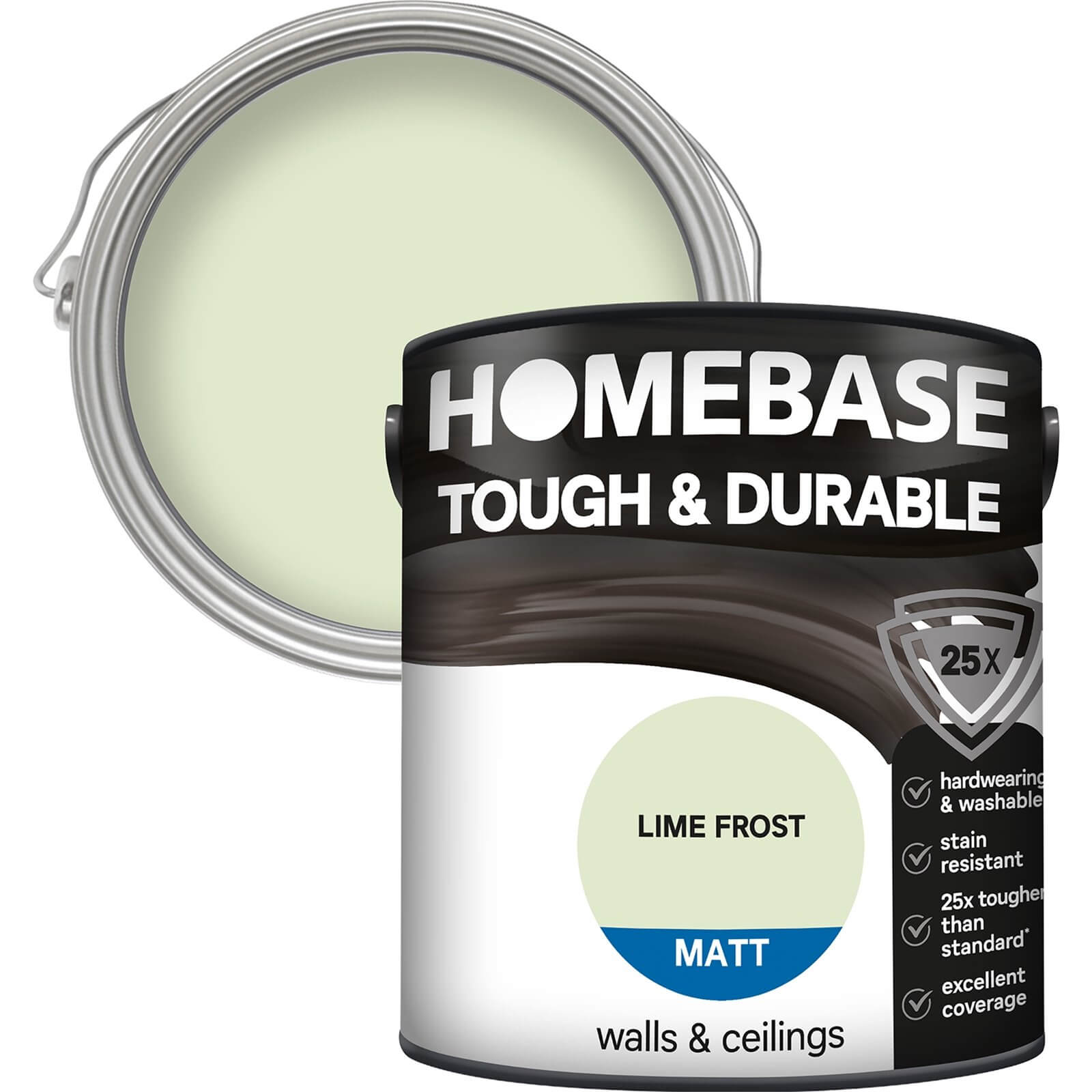 Homebase Tough & Durable Matt Paint Lime Frost - 2.5L
