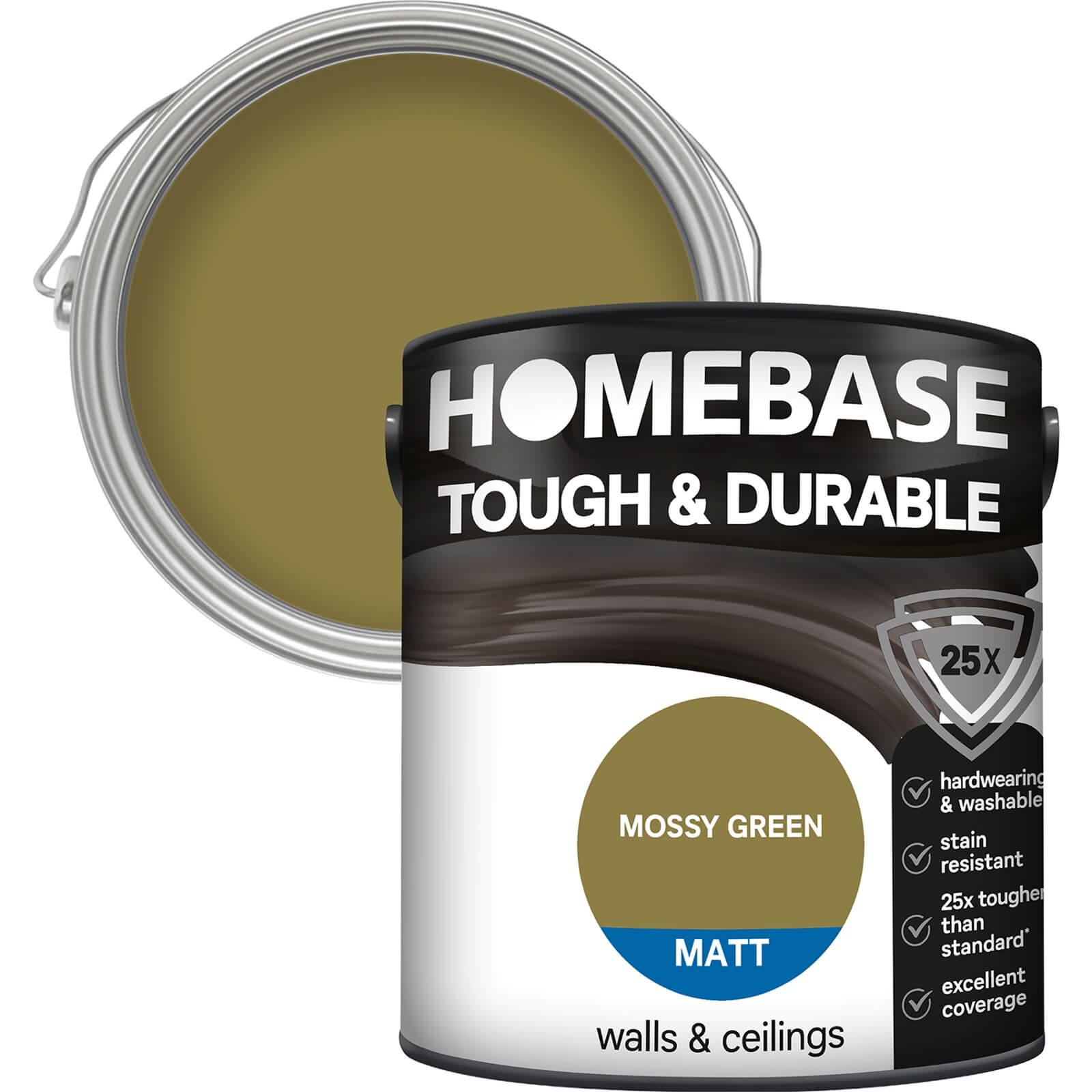 Homebase Tough & Durable Matt Paint Moss Green - 2.5L