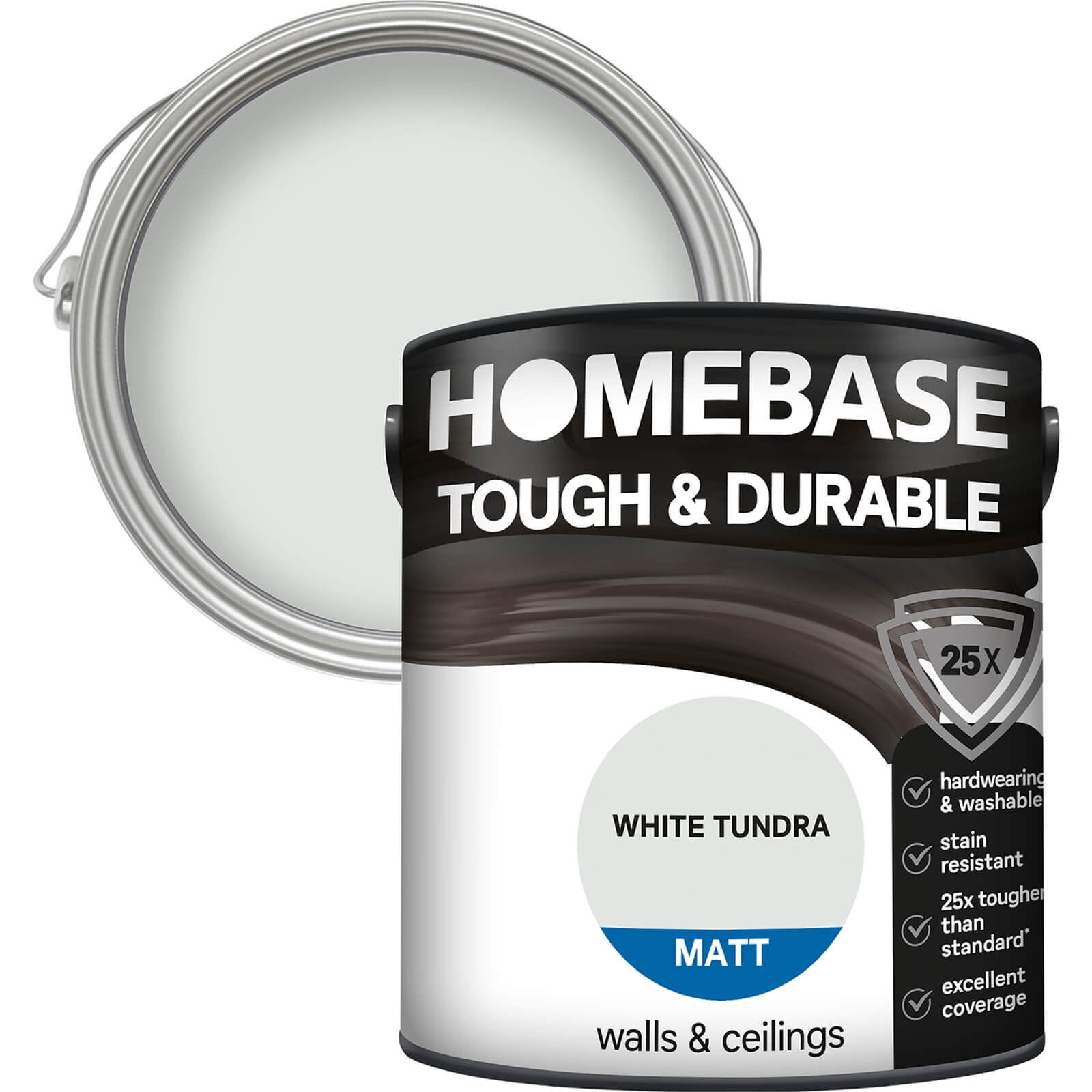 Homebase Tough & Durable Matt Paint White Tundra - 2.5L