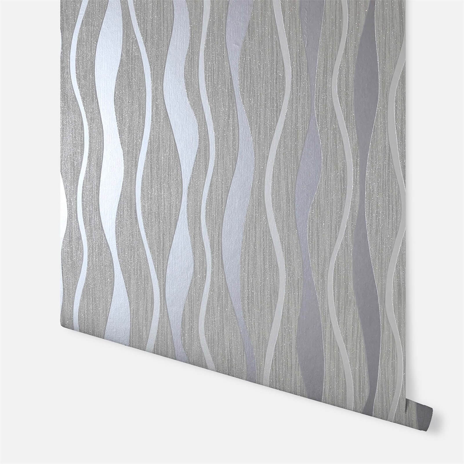 Arthouse Metallic Wave Grey Wallpaper