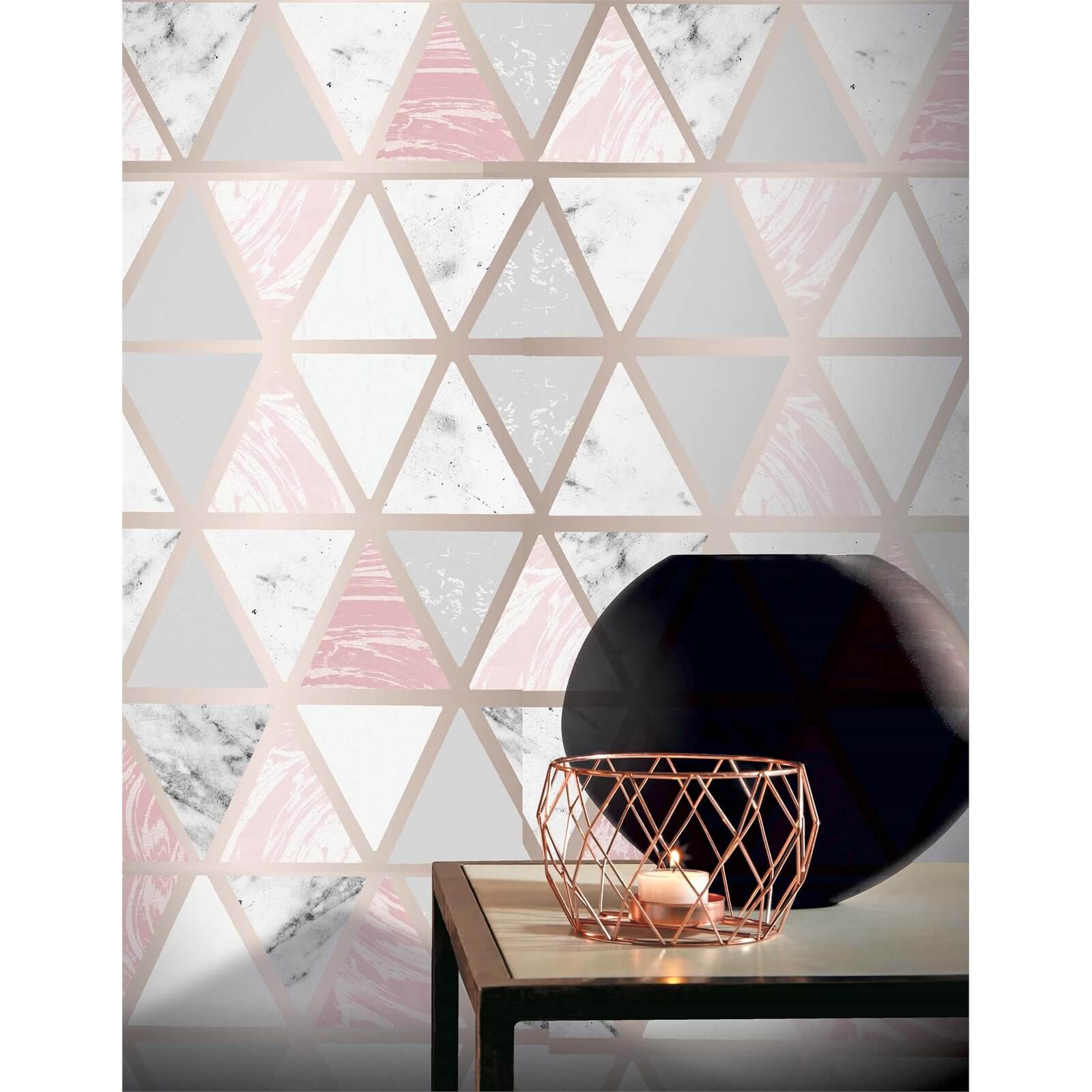 Arthouse Marble Geo Pink Multi Wallpaper
