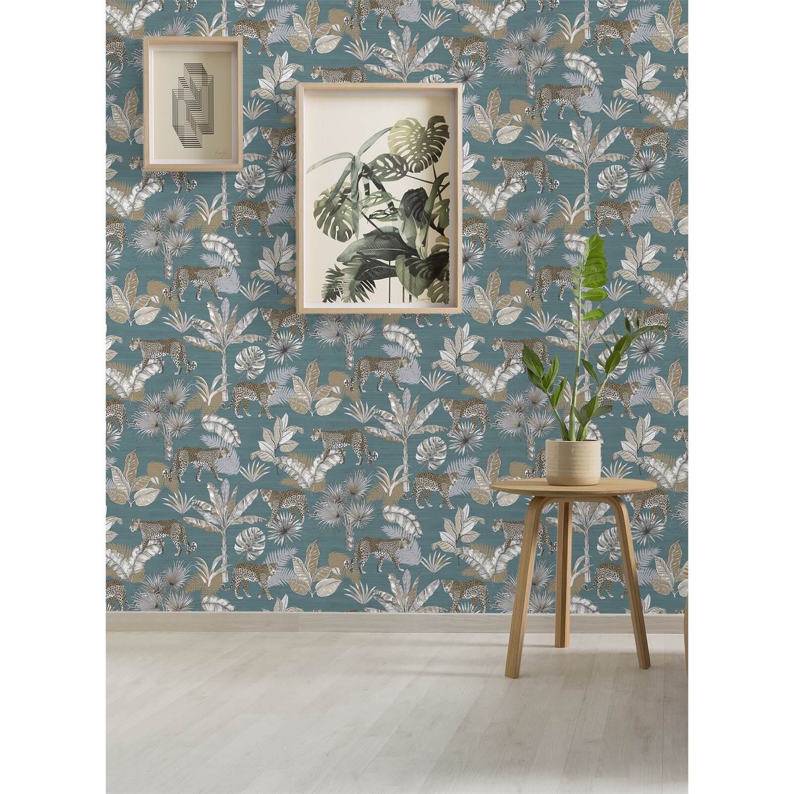 Grandeco Leopard Teal Paste the Wall Wallpaper Homebase