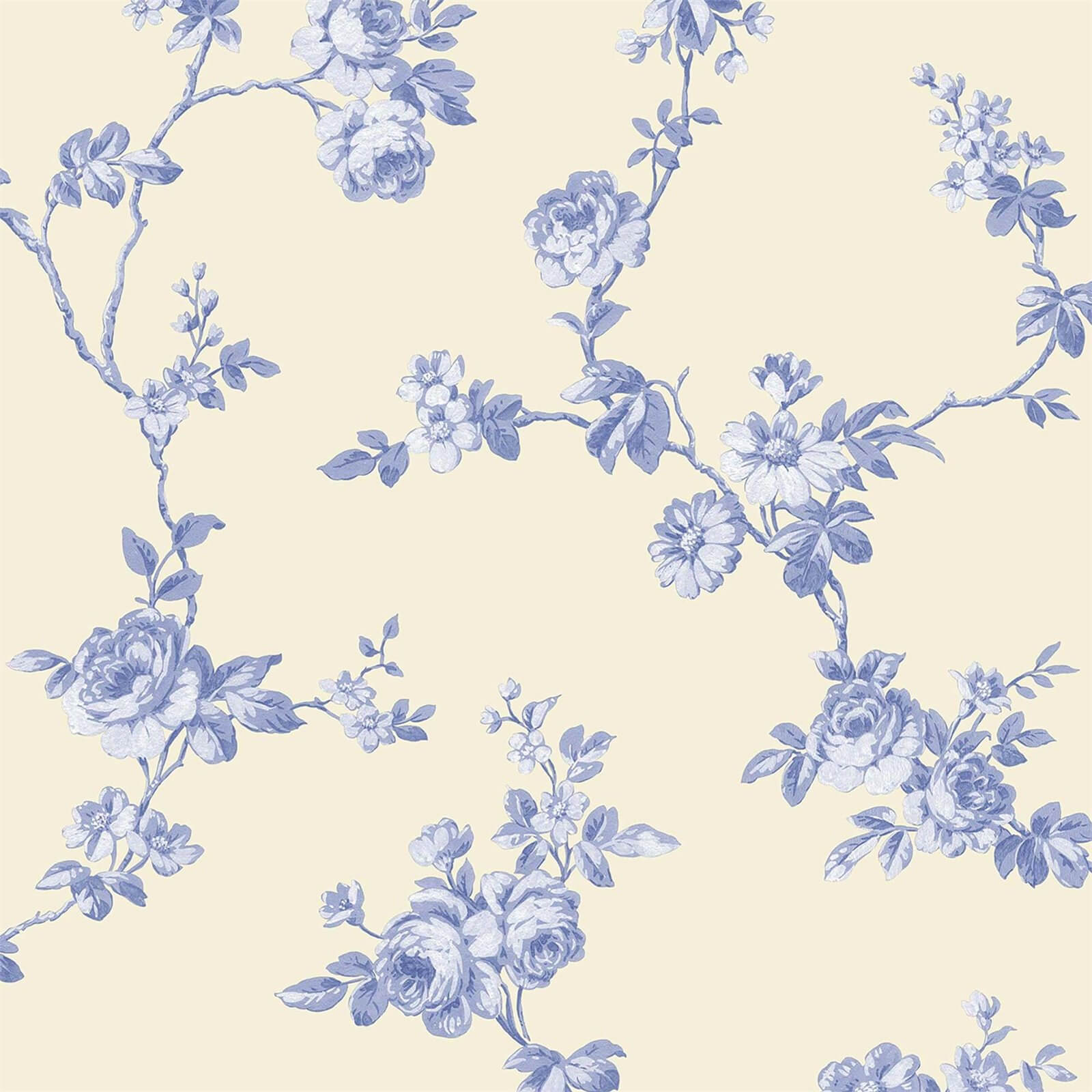 Grandeco Floral Trail Royal Blue Wallpaper