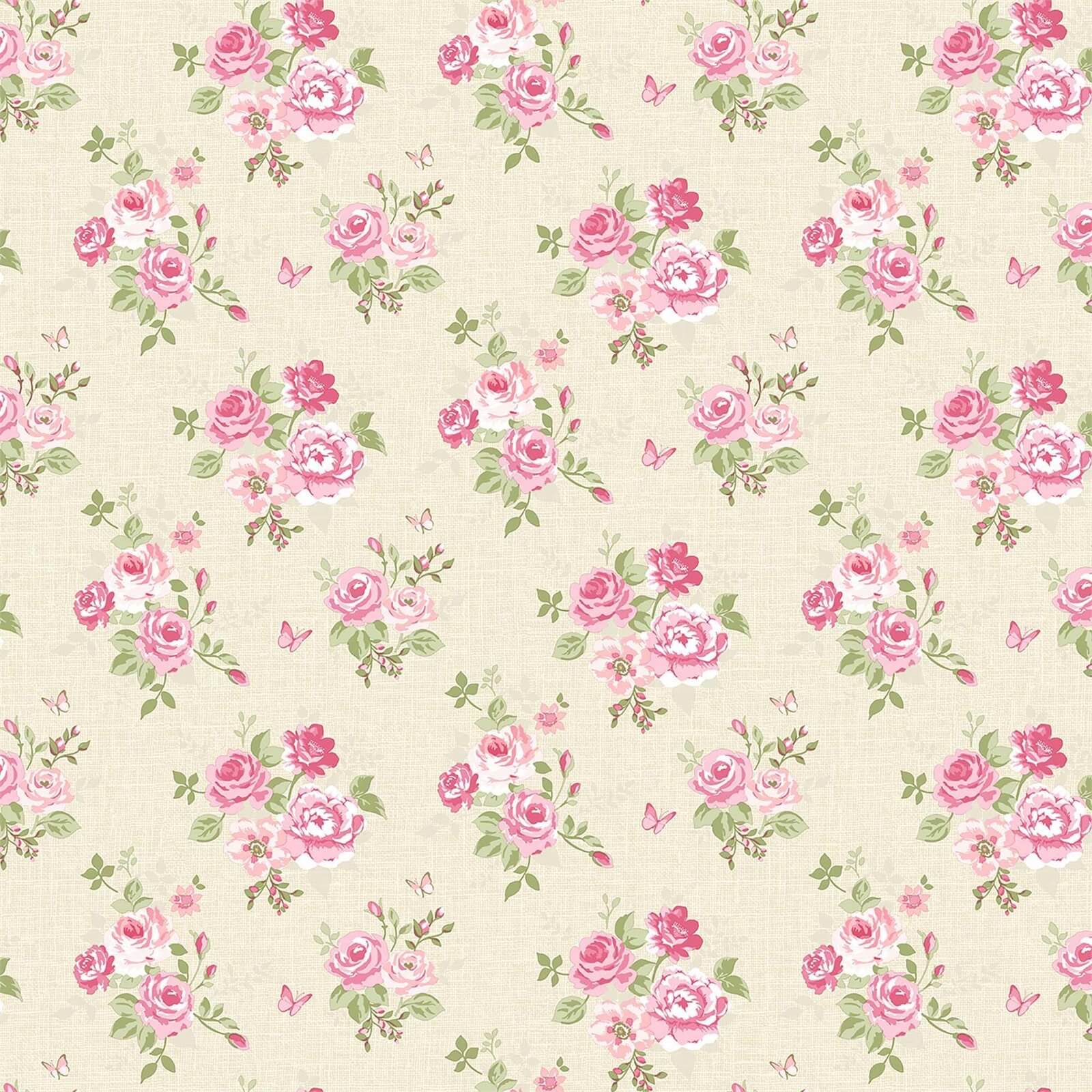 Grandeco Butterfly Rose Bloom Pink Wallpaper