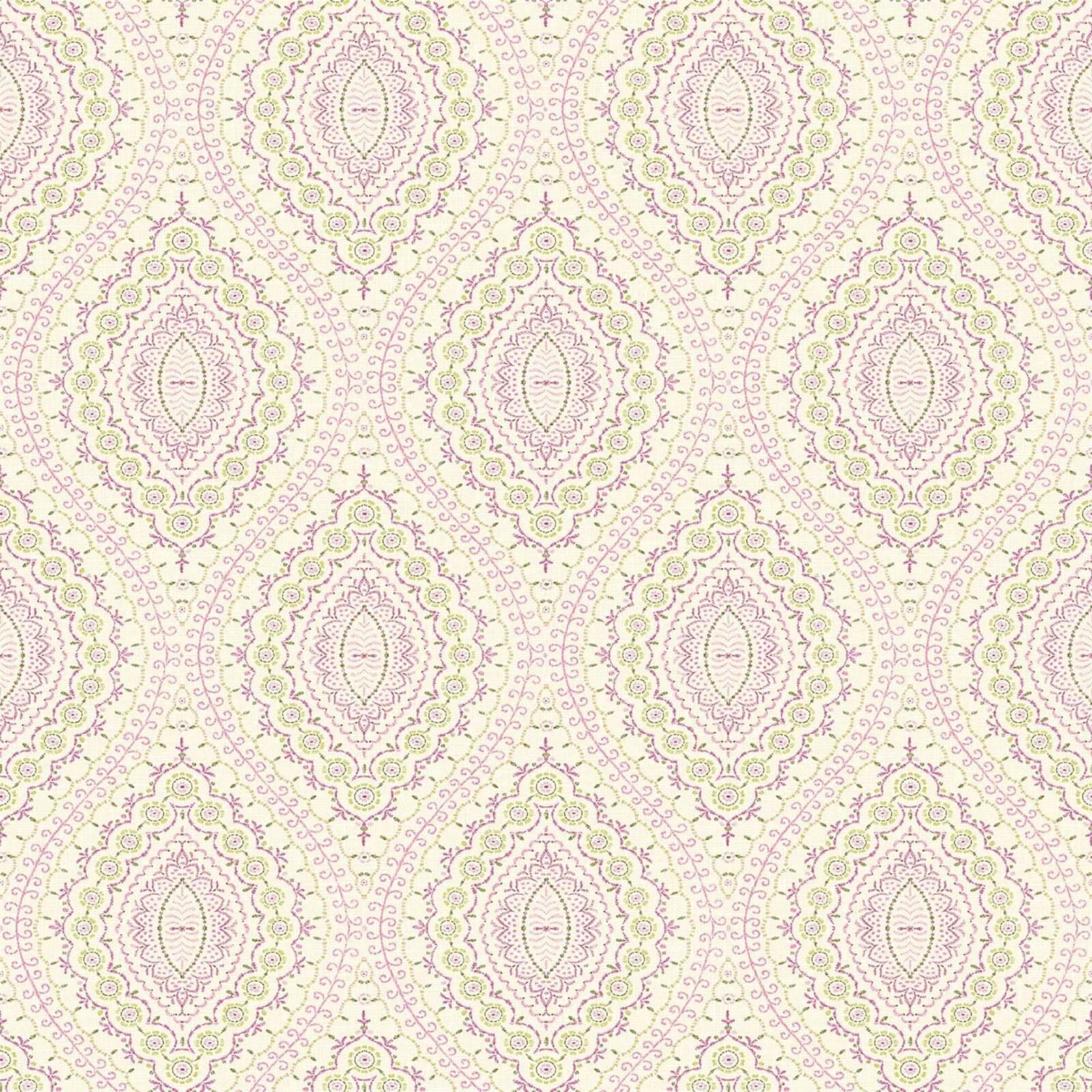 Grandeco Stitched Ogee Purple Wallpaper