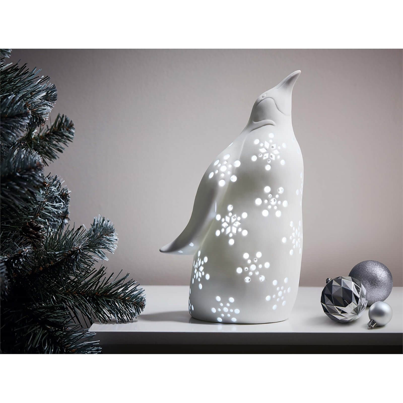 Porcelain Penguin Light Up Decoration (Battery Operated)