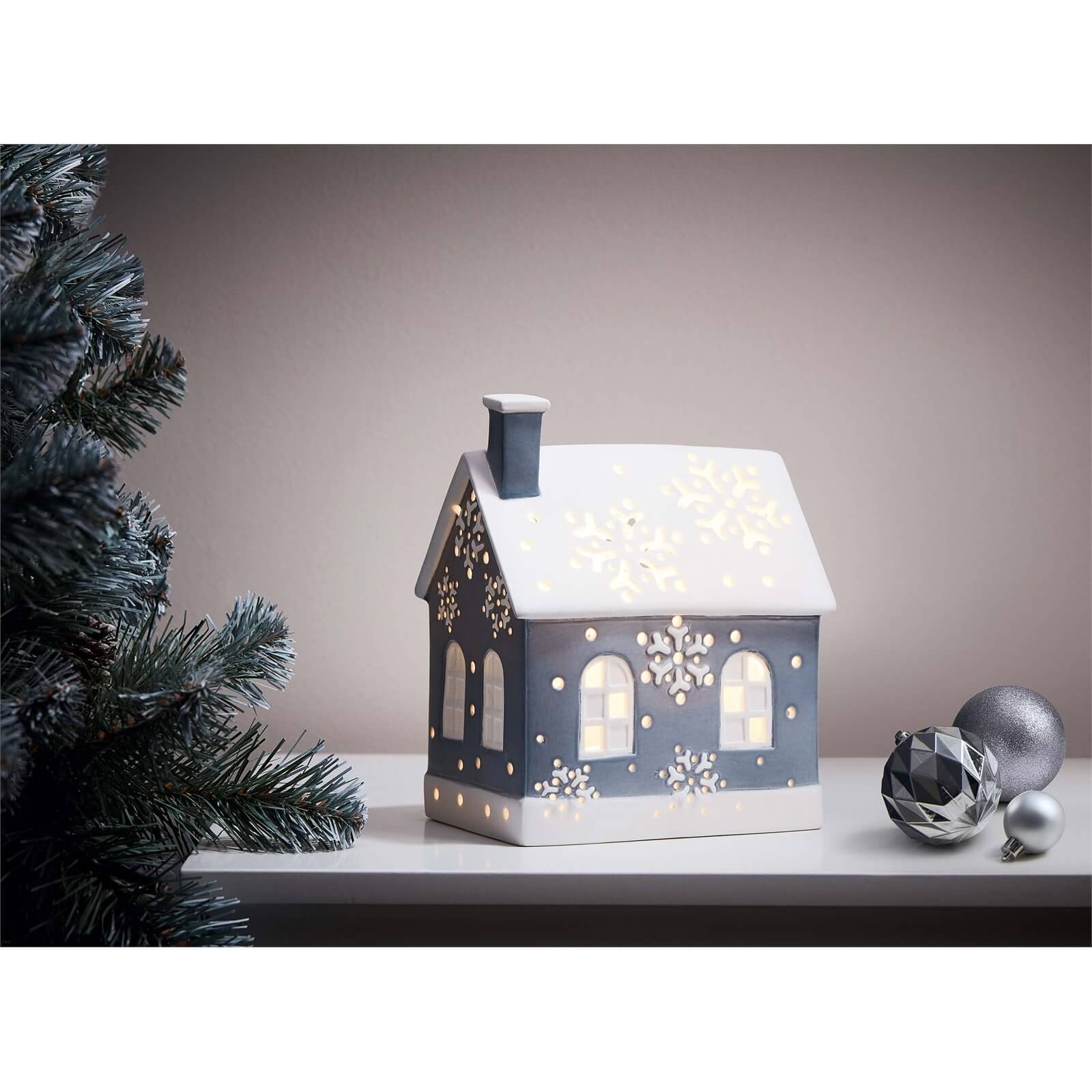 Porcelain House Light Up Decoration (Battery Operated)