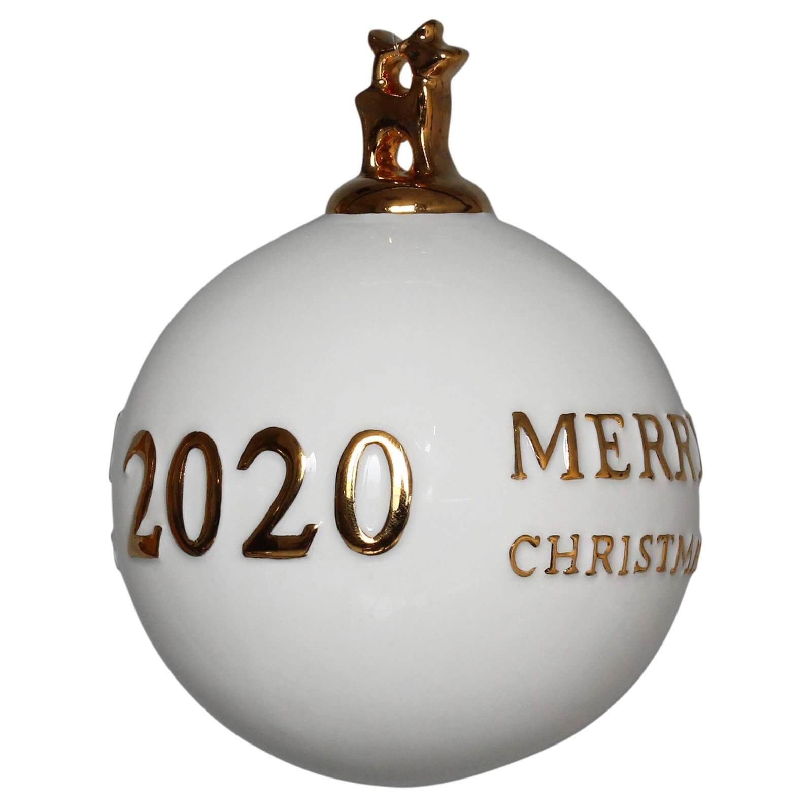 White Gold Merry Christmas 2020 Christmas Tree Bauble